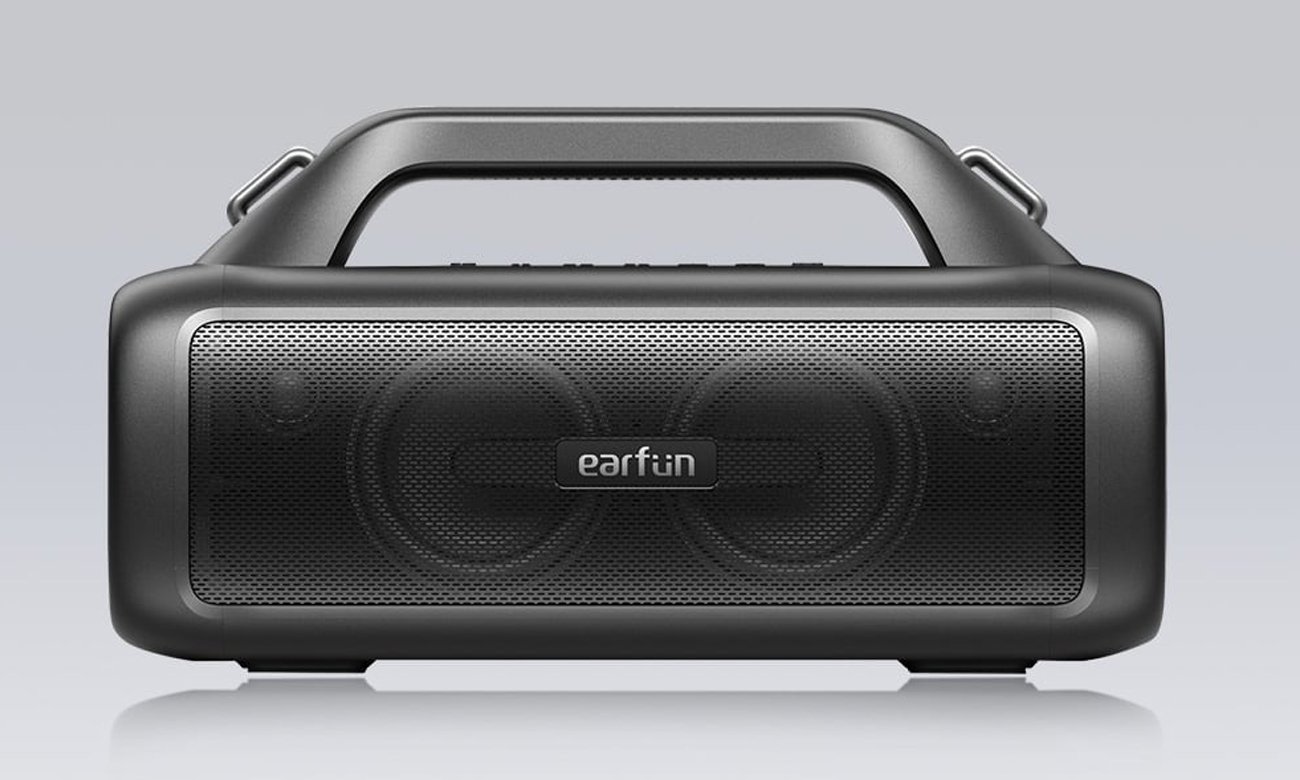 Głośnik bezprzewodowy Bluetooth EarFun UBOOM X - Widok od przodu, grafika z tłem
