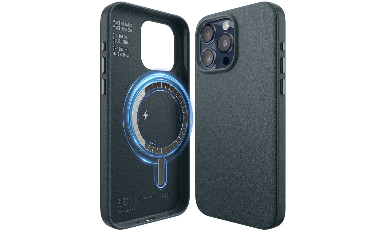 Elago Leather Case MagSafe do iPhone 15 Pro Max Jean Indigo