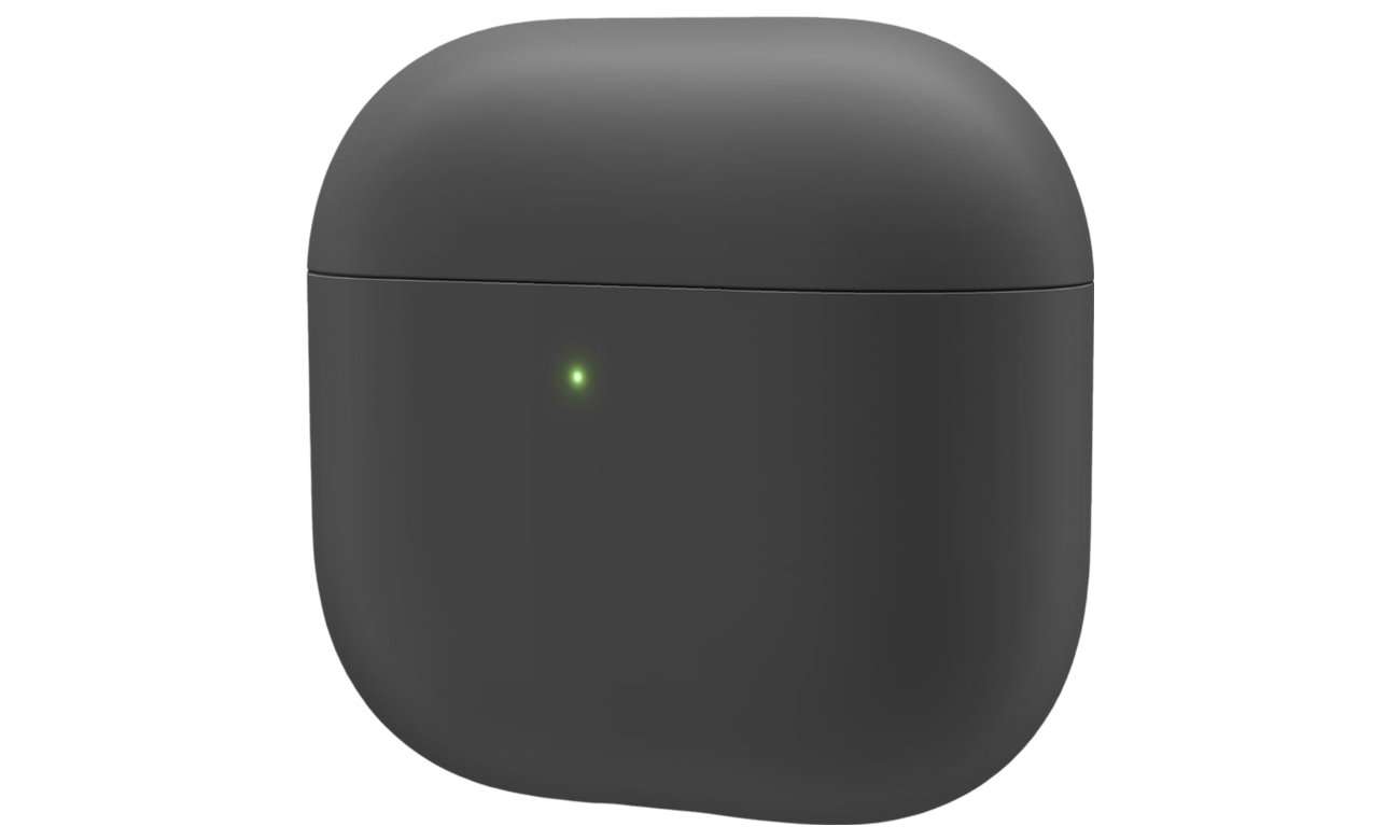 Elago Liquid Hybrid Case für Apple AirPods 4. Generation Schwarz - Vorderansicht im Winkel