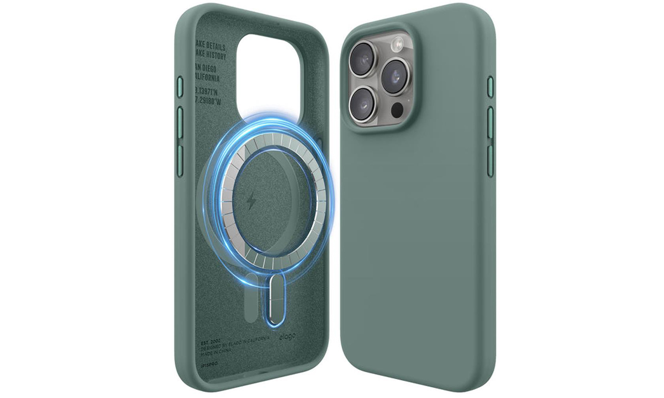 Elago Silicon Case MagSafe für iPhone 15 Pro Midnight Green