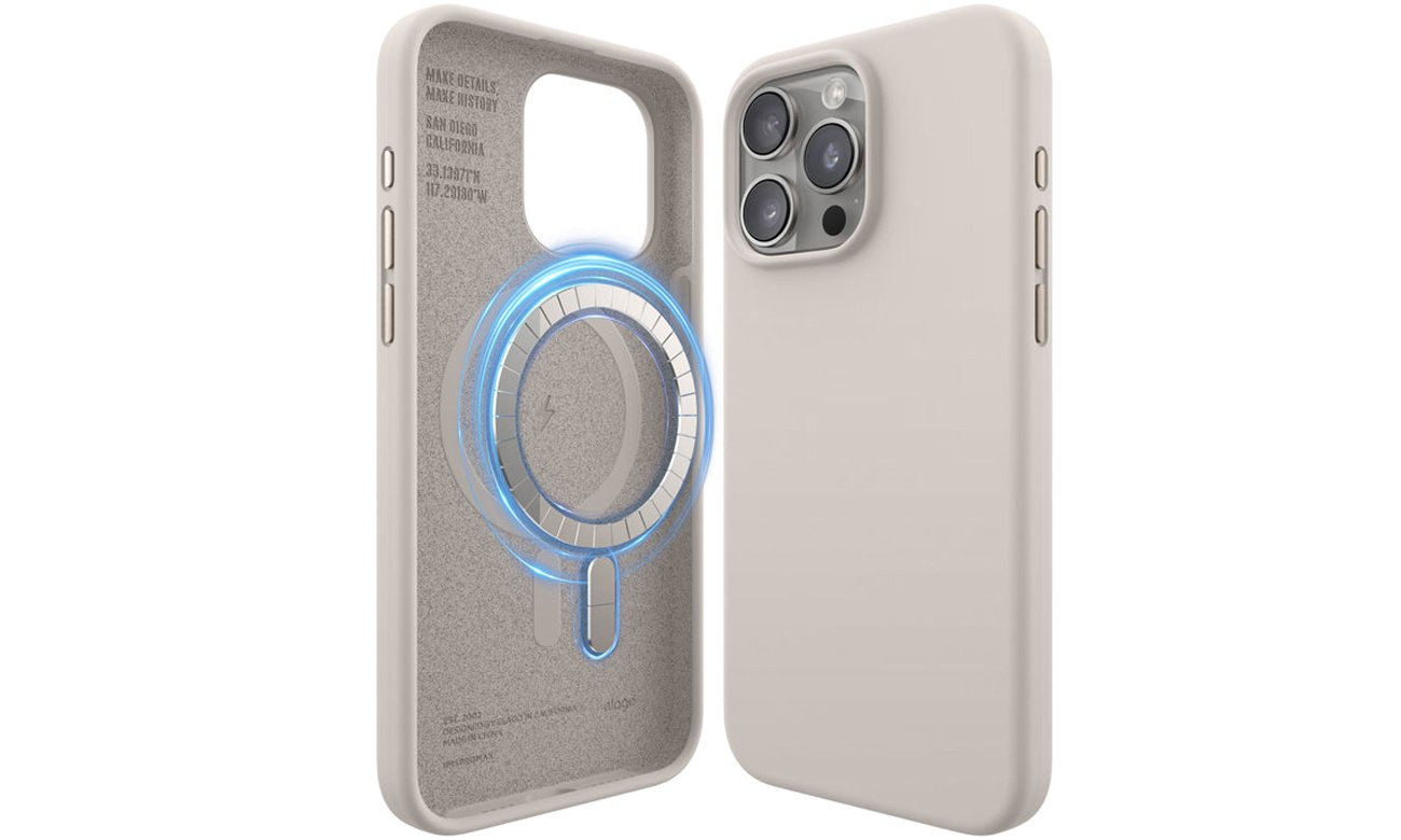 Elago Silicon Case MagSafe für iPhone 15 Pro Max Stone