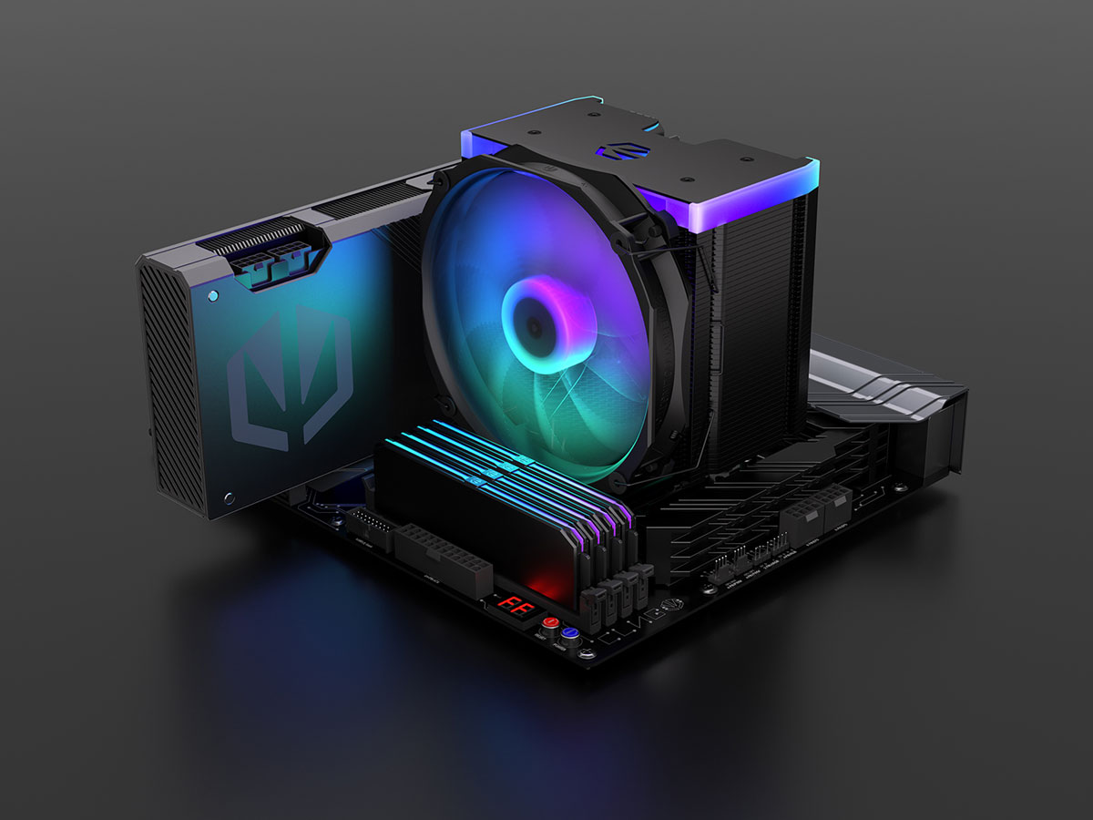 ENDORFY Fortis 5 Black ARGB Dissipatore CPU – Ventola 140mm Fluctus ARGB, 6 Heatpipe, Compatibile AMD AM5/AM4 E Intel LGA1700/1200