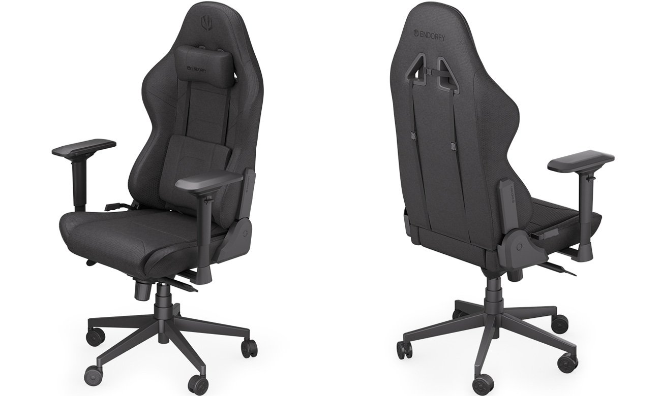 Fotel gamingowy ENDORFY Scrim BK F - Widok od przodu i od tyłu pod kątem