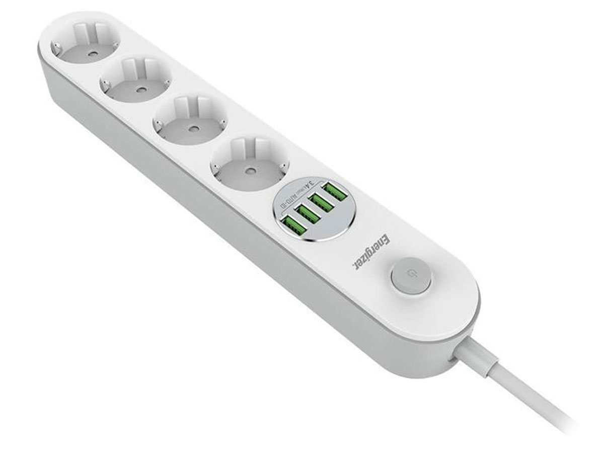 Energizer Listwa zasilająca z wyłącznikiem 3 gniazda, 6 gniazd USB-A