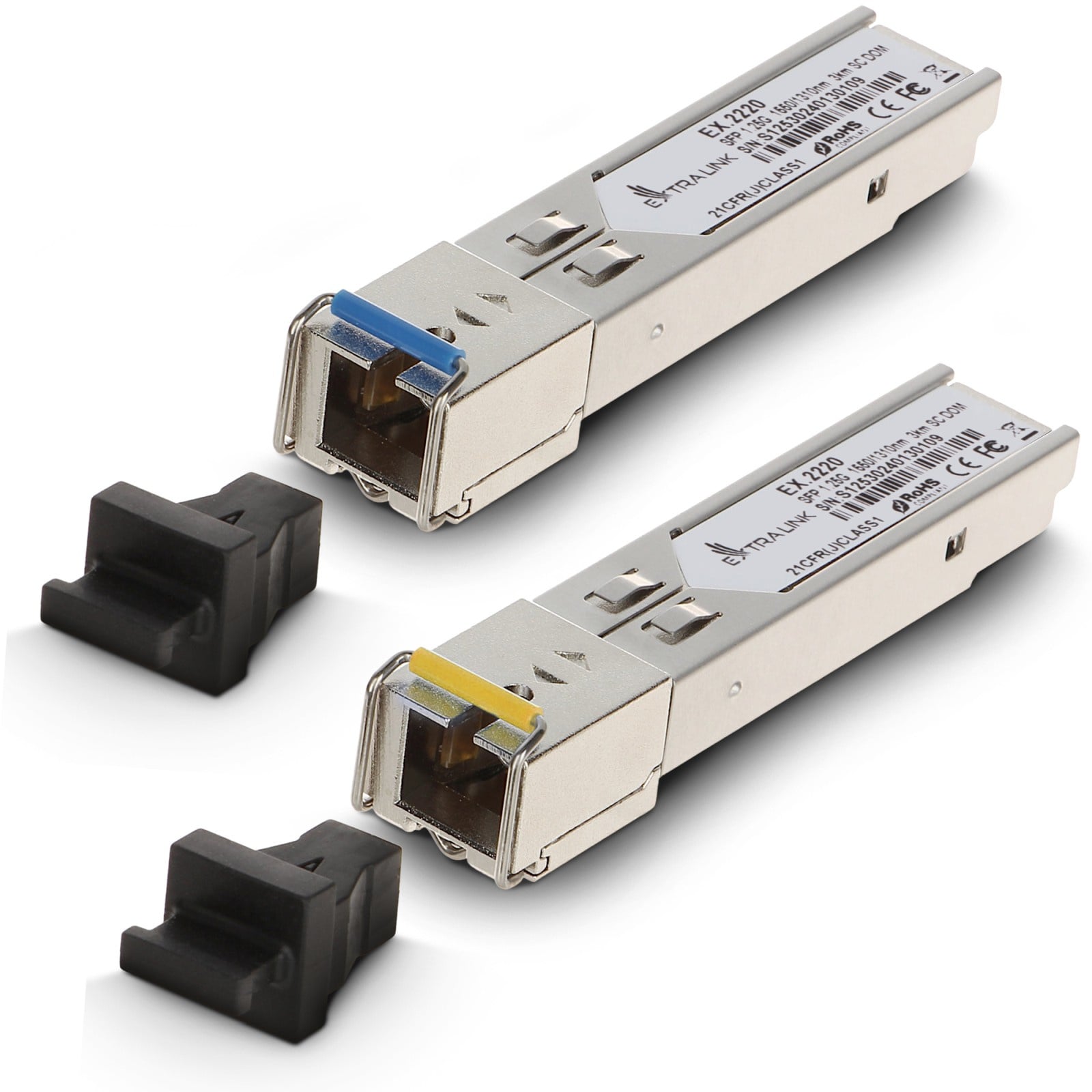 Extralink SFP 1.25G | Moduł SFP WDM | 1,25Gbps, 1310/1550nm, single mode, 3km, SC, DOM, para