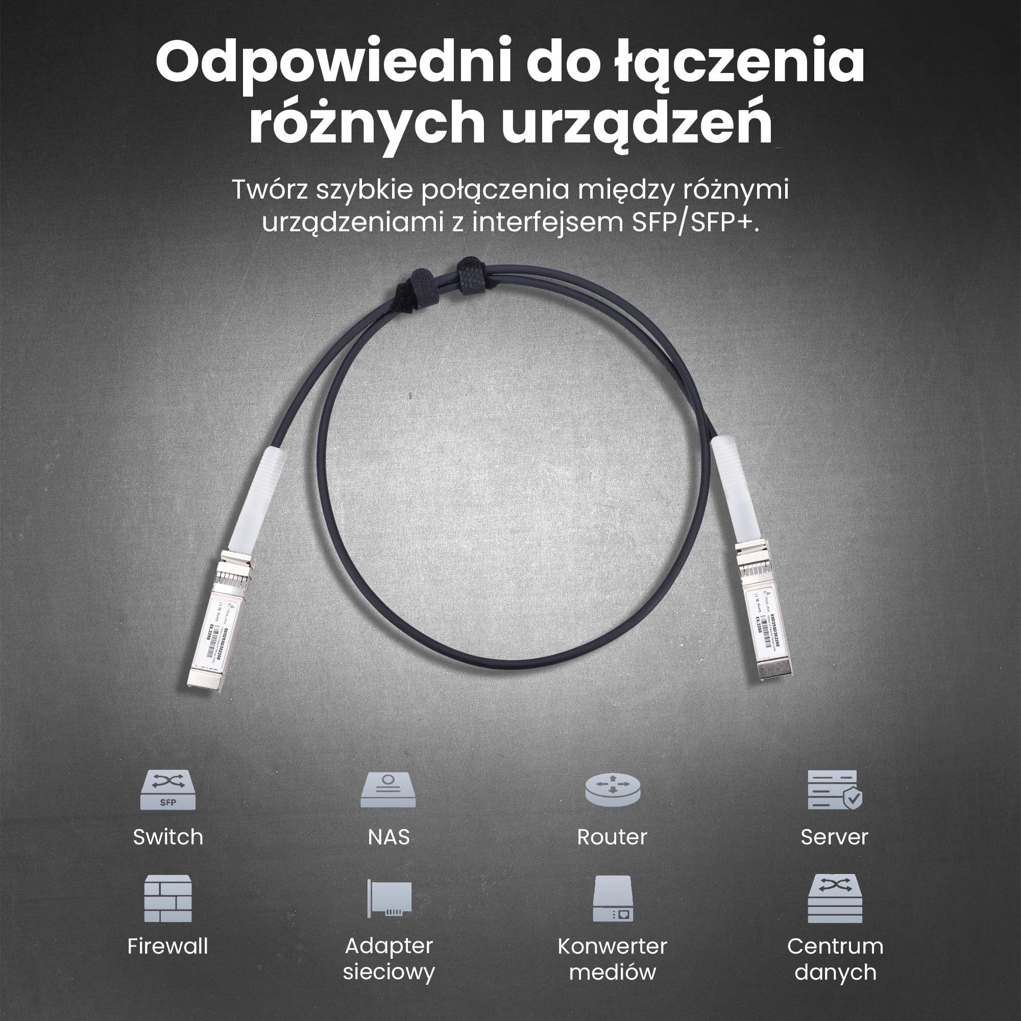 Extralink DAC SFP+ | Kabel SFP+ DAC | 10Gbps, 1m, AWG30