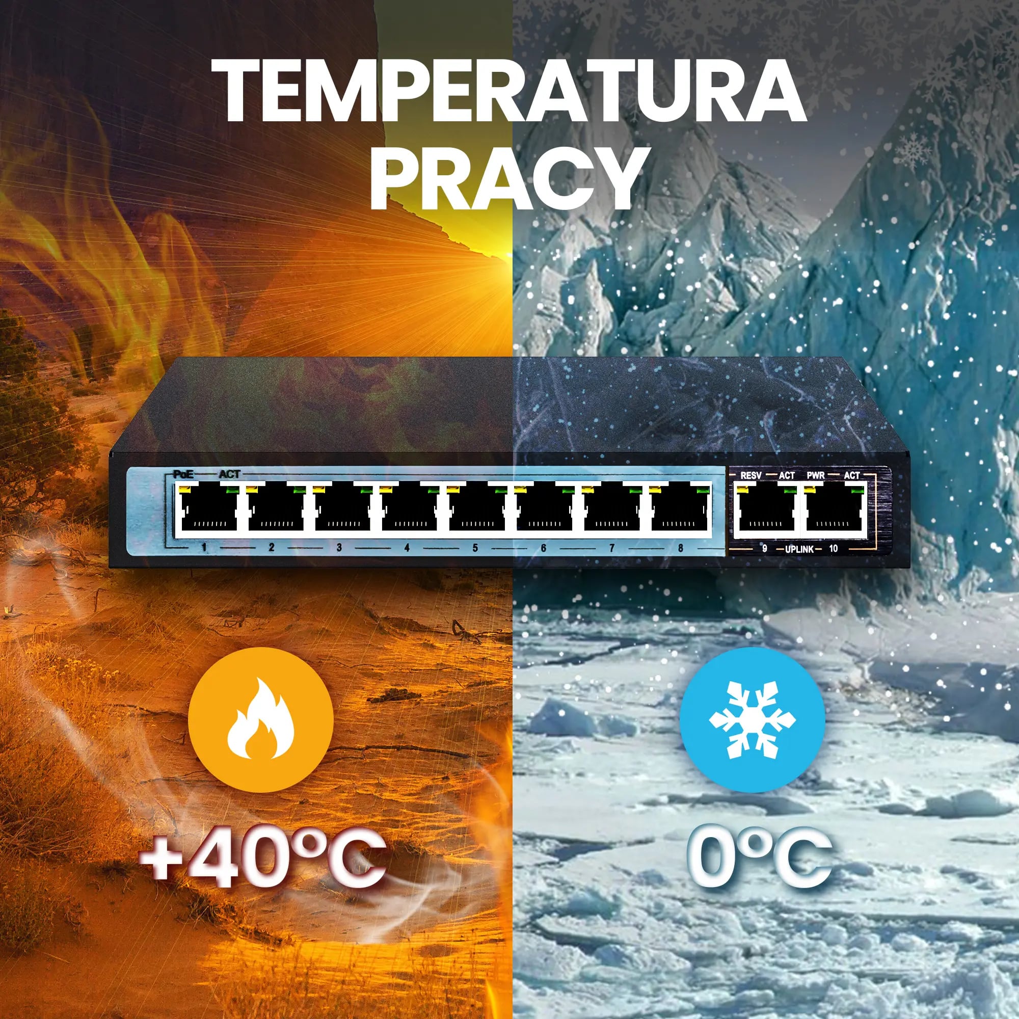 Extralink CERES | Switch PoE | 8x 100Mb/s PoE/PoE+, 2x RJ45 Uplink 100Mb/s, 96W