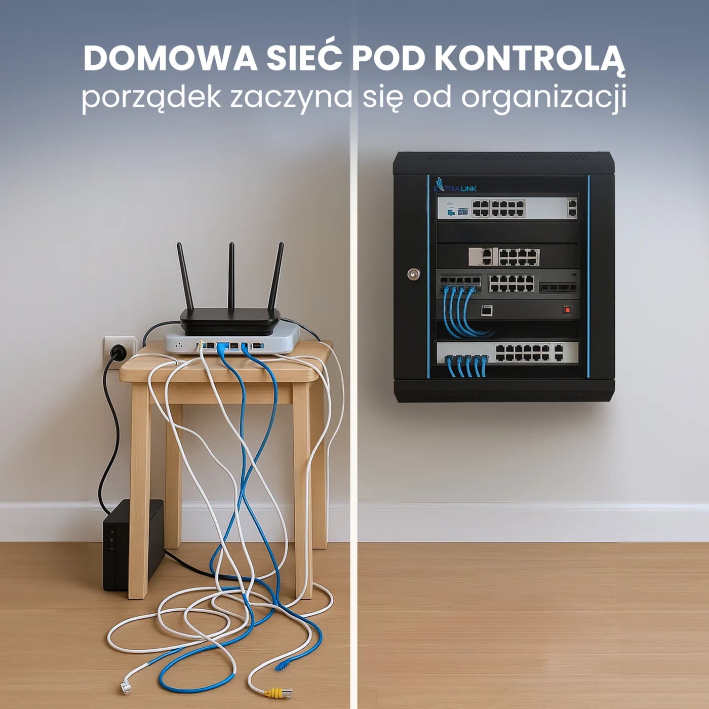 Extralink 4U 600x600 Czarna | Szafa rack | montowana na ścianie