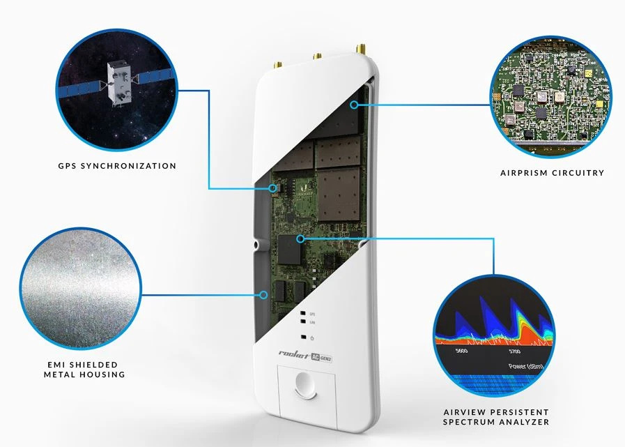 Ubiquiti RP-5AC-GEN2 | Stacja bazowa | Rocket 5AC, 5GHz, 1x RJ45 1000Mb/s, 2x RP-SMA