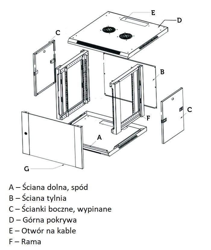 Extralink 6U 600x450 Szara | Szafa rack | montowana na ścianie
