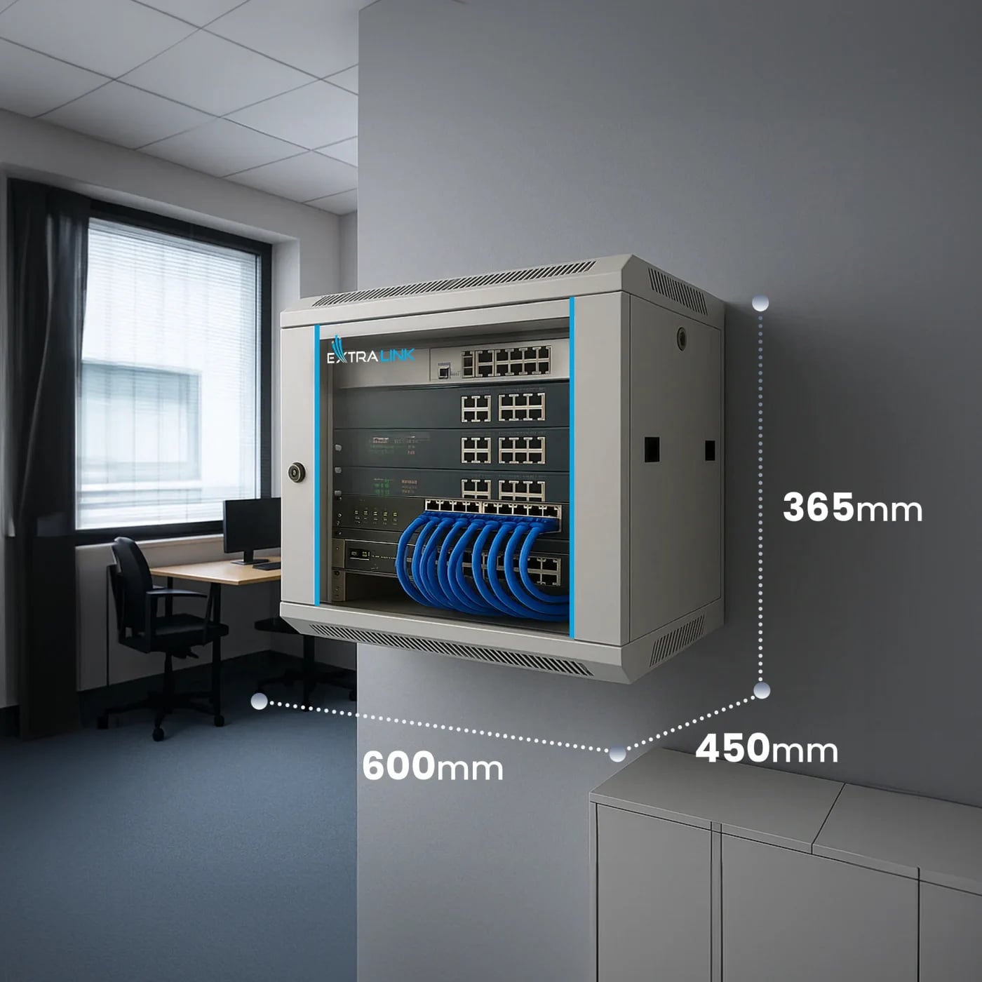 Extralink 6U 600x450 Szara | Szafa rack | montowana na ścianie