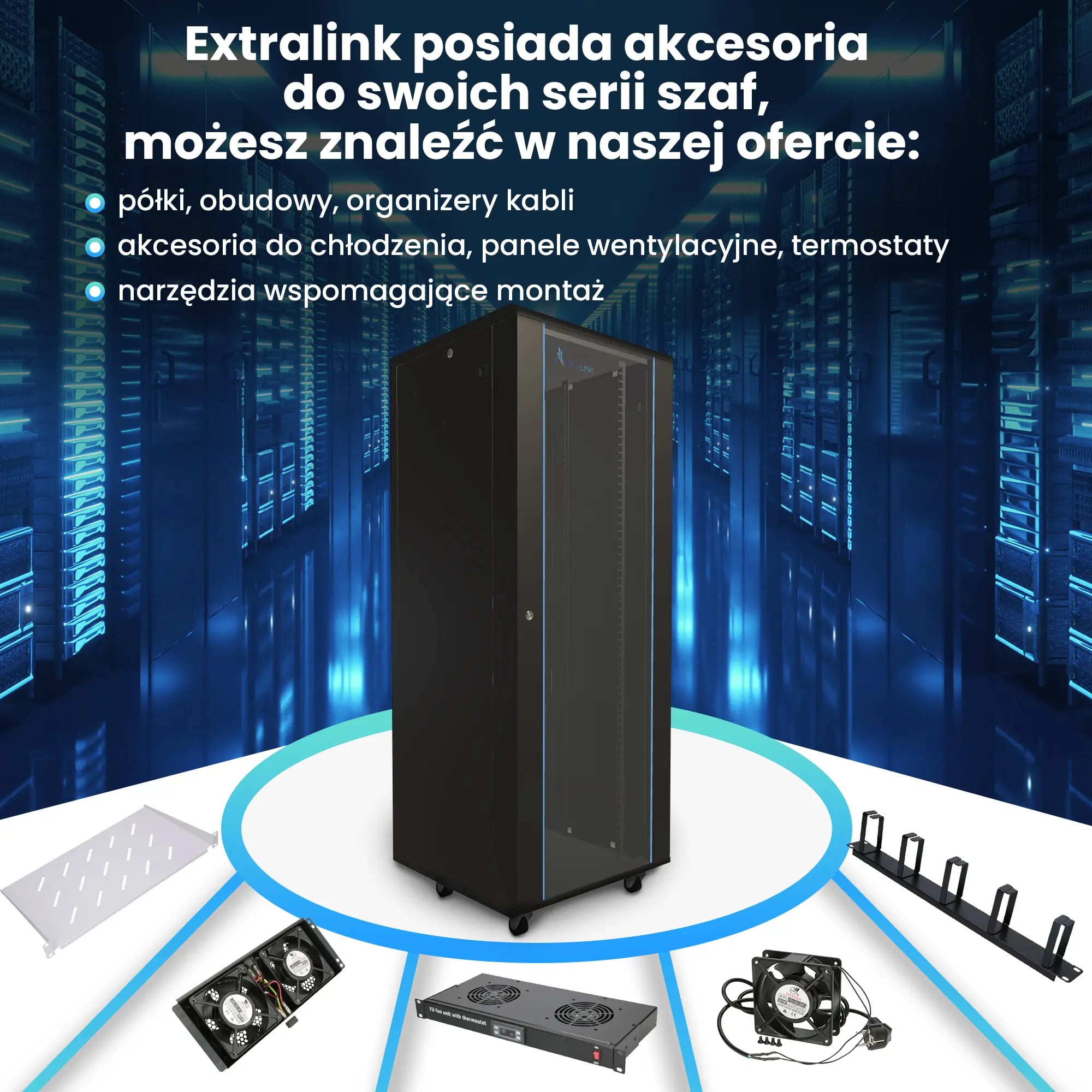 Extralink 42U 600x800 Czarna | Szafa rack | stojąca