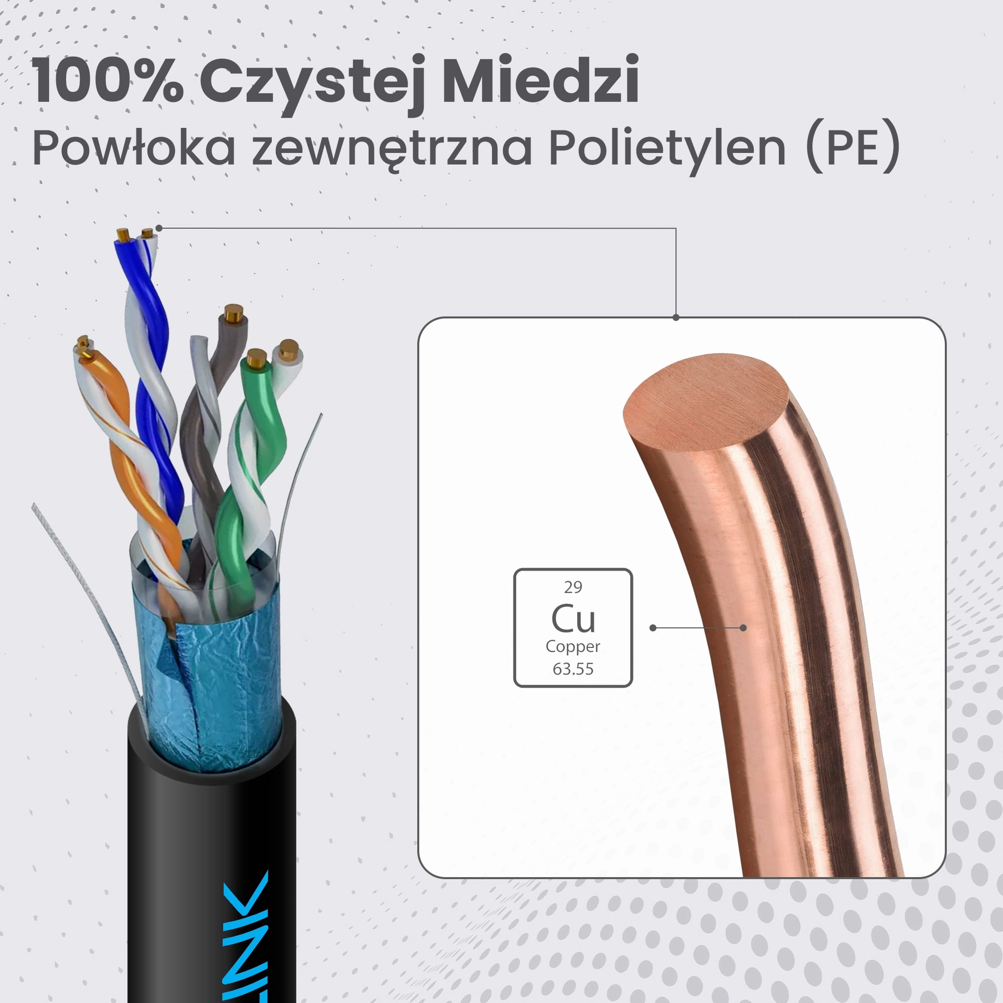 Extralink CAT5E FTP (F/UTP) V2 Zewnętrzny | Kabel sieciowy skrętka | 305M