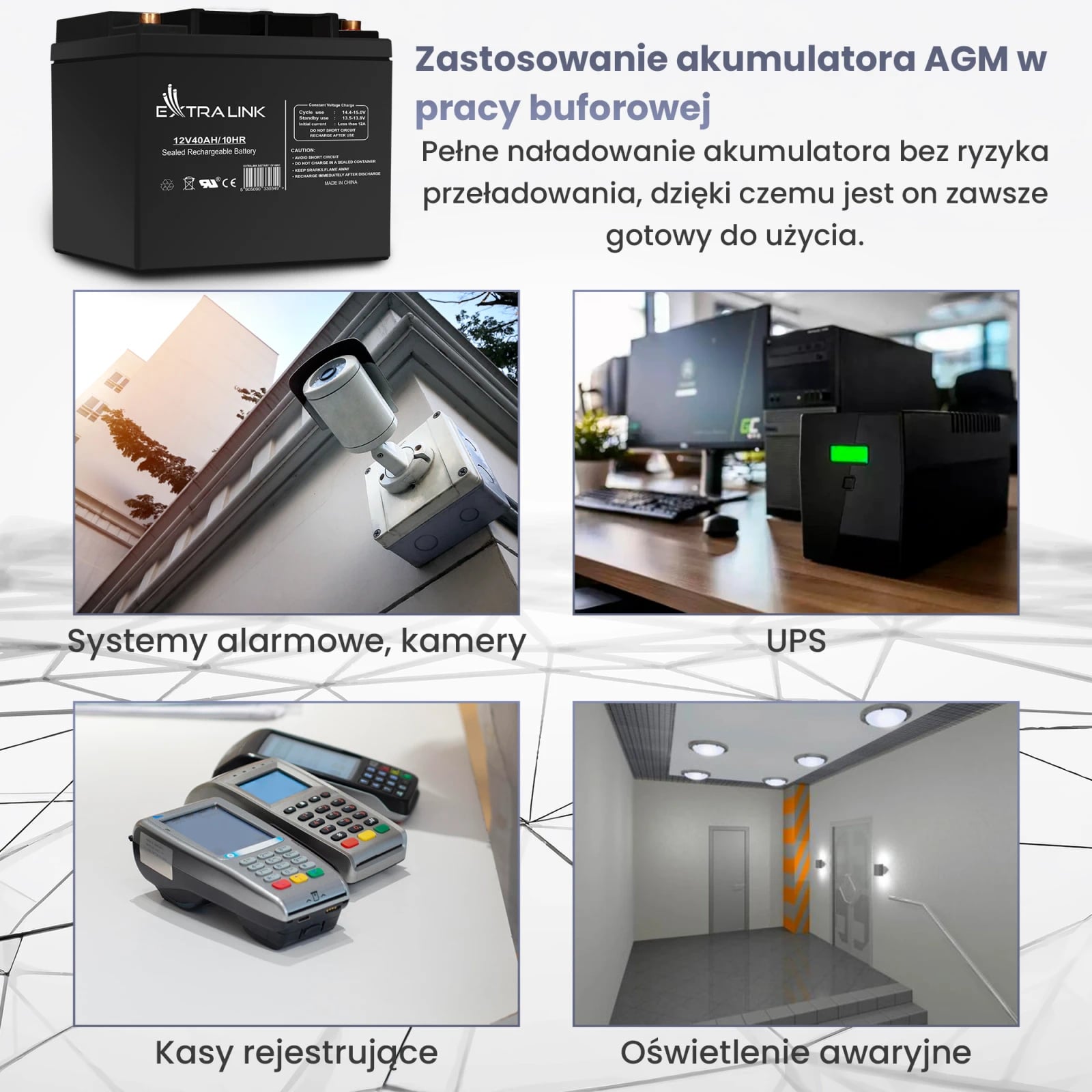 Extralink AGM 12V 40Ah | Akumulator | bezobsługowy