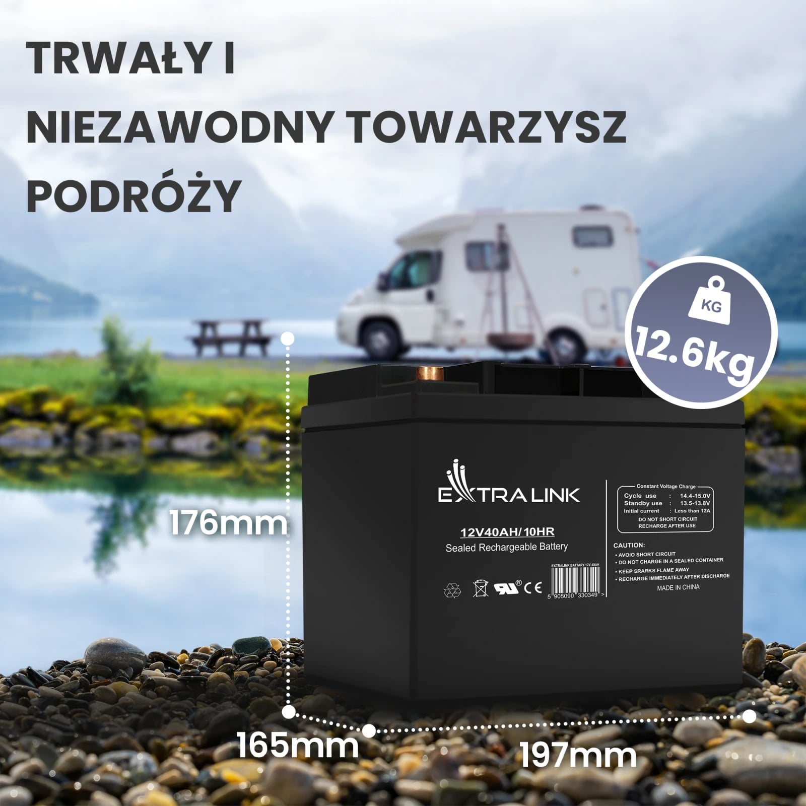 Extralink AGM 12V 40Ah | Akumulator | bezobsługowy