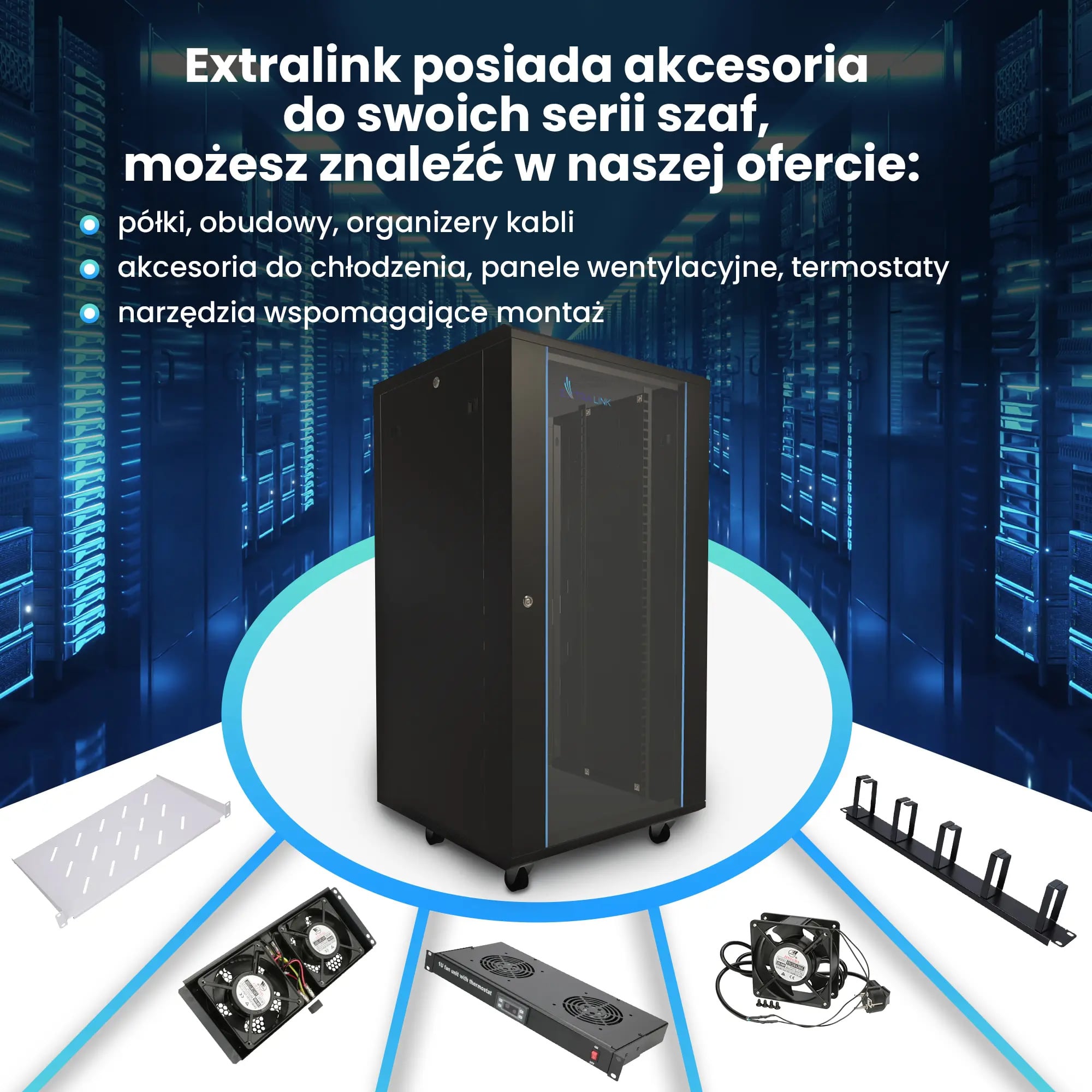 Extralink 27U 600x800 Czarna | Szafa rack | stojąca