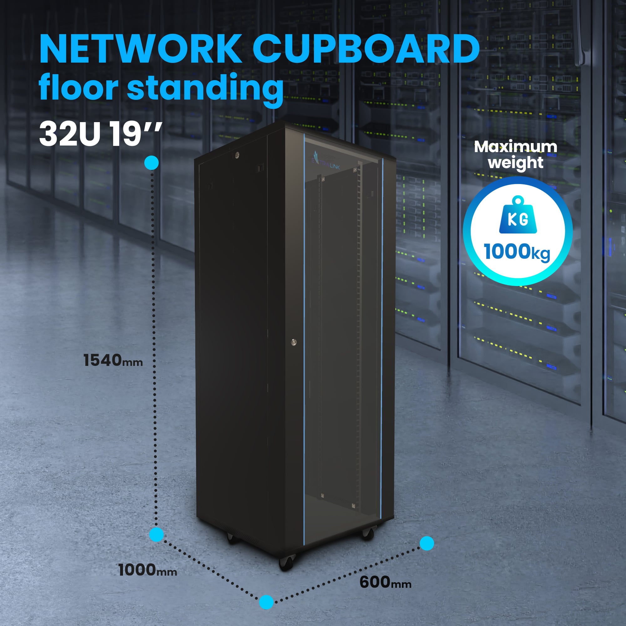 Extralink 32U 600x1000 Czarna | Szafa rack | stojąca
