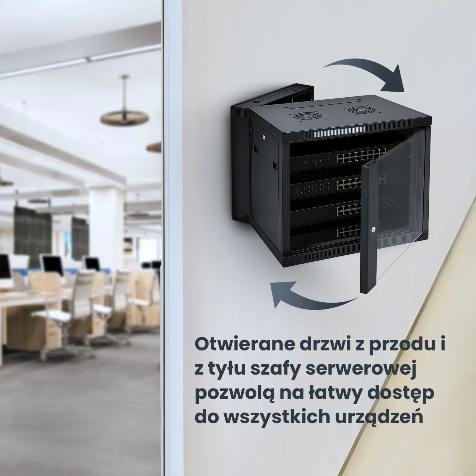 Extralink 6U 600x600 AZH Czarna | Szafa rack | montowana na ścianie, dwusekcyjna
