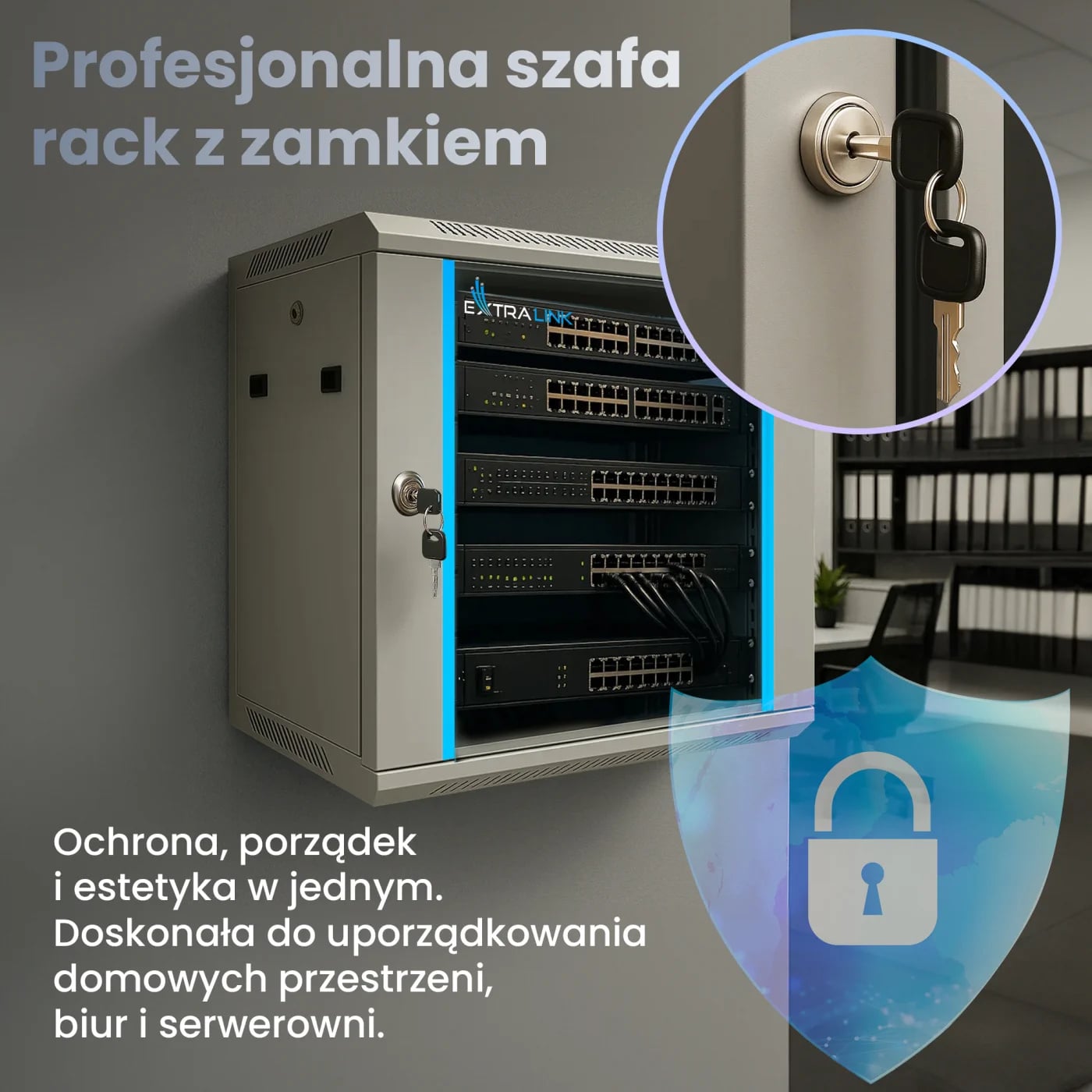 Extralink 6U 600x600 AZH Szara | Szafa rack | montowana na ścianie, dwusekcyjna