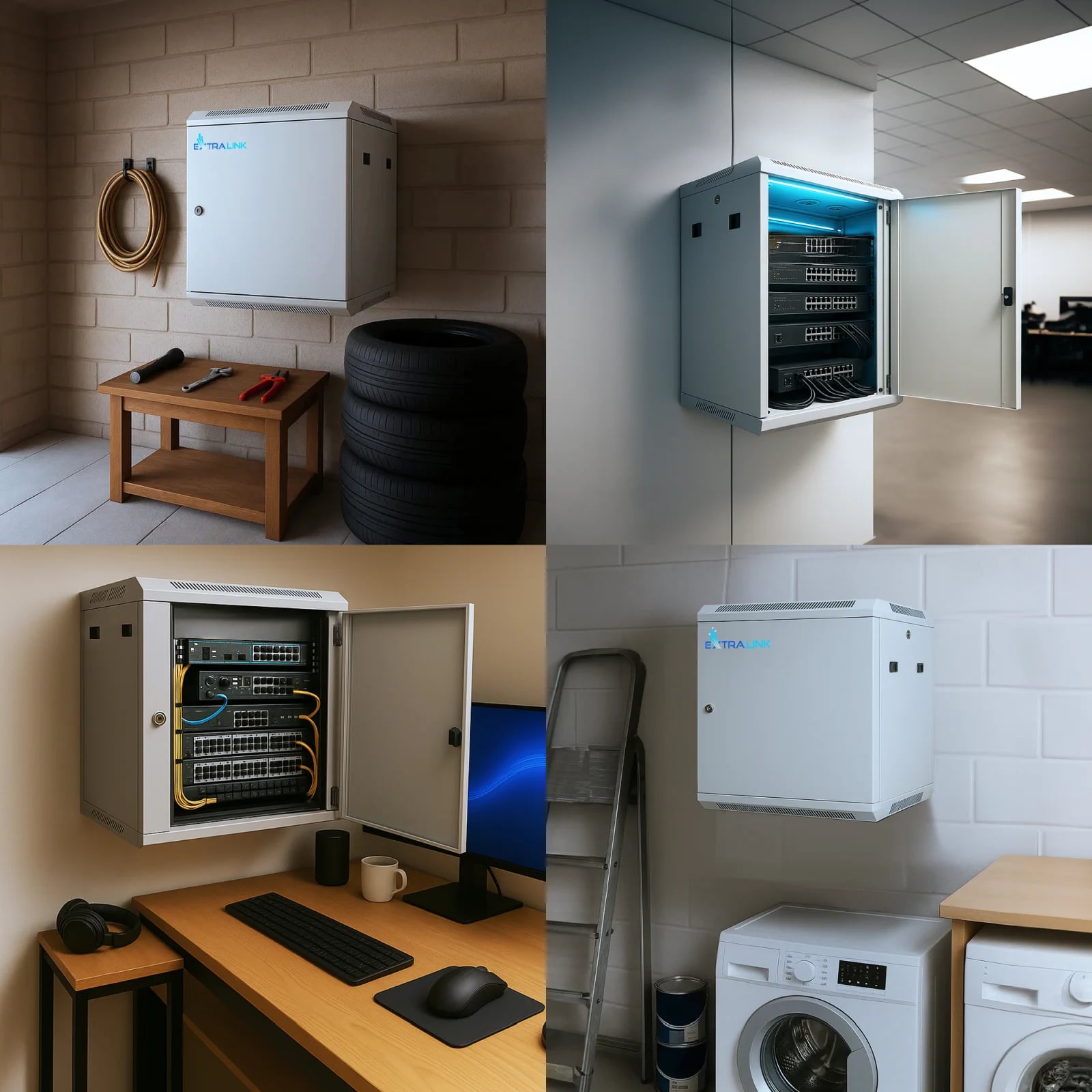 Extralink 6U 600x600 ASP Szara | Szafa rack | montowana na ścianie, drzwi blaszane pełne