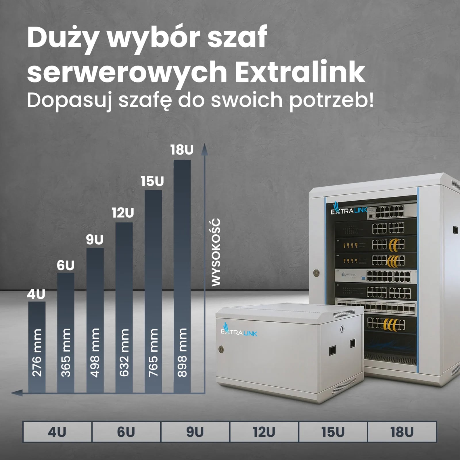 Extralink 6U 600x450 ASP Szara | Szafa rack | montowana na ścianie, drzwi blaszane pełne