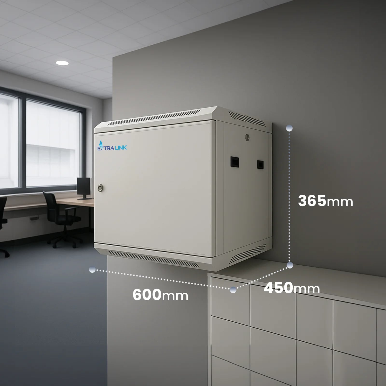 Extralink 6U 600x450 ASP Szara | Szafa rack | montowana na ścianie, drzwi blaszane pełne