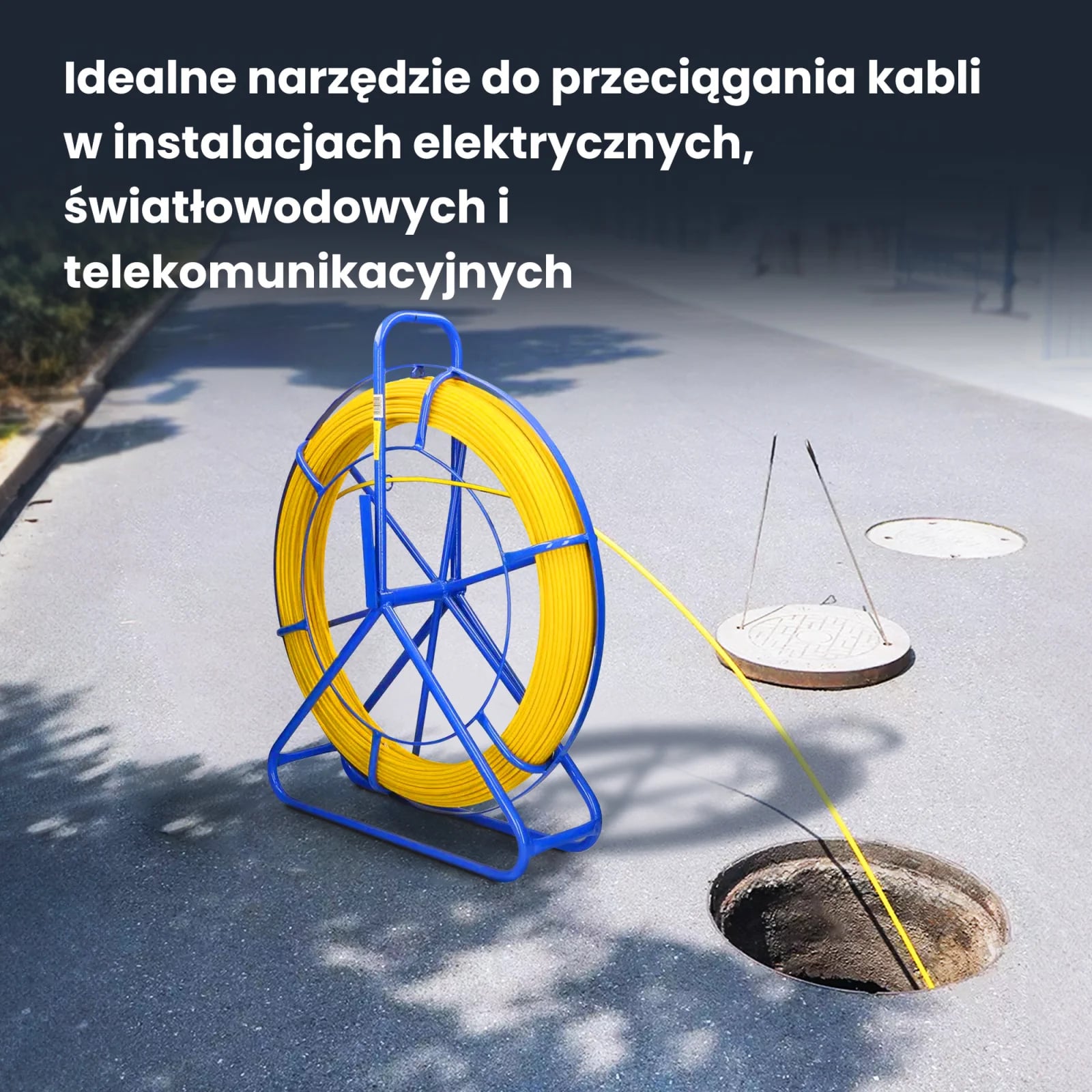 Extralink Pilot 6mm 150m | Pilot do przeciągania kabli | włókno szklane FRP, śr. 6mm, dł. 150m, żółty