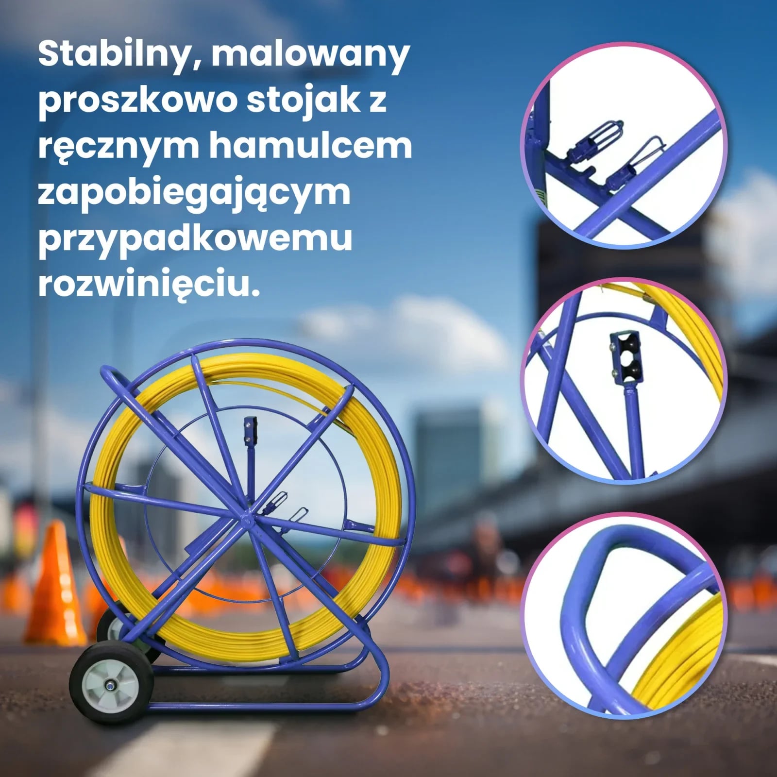 Extralink Pilot 9mm 250m | Pilot do przeciągania kabli | włókno szklane FRP, śr. 9mm, dł. 250m, żółty