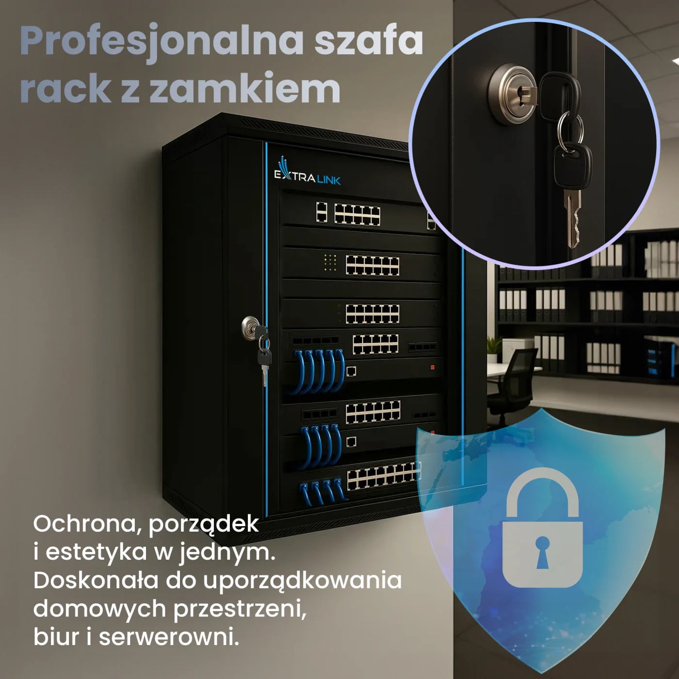 Extralink 15U 600x600 Czarna | Szafa rack | montowana na ścianie
