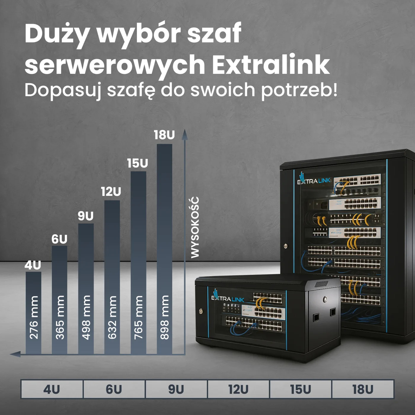 Extralink 15U 600x450 Czarna | Szafa rack | montowana na ścianie