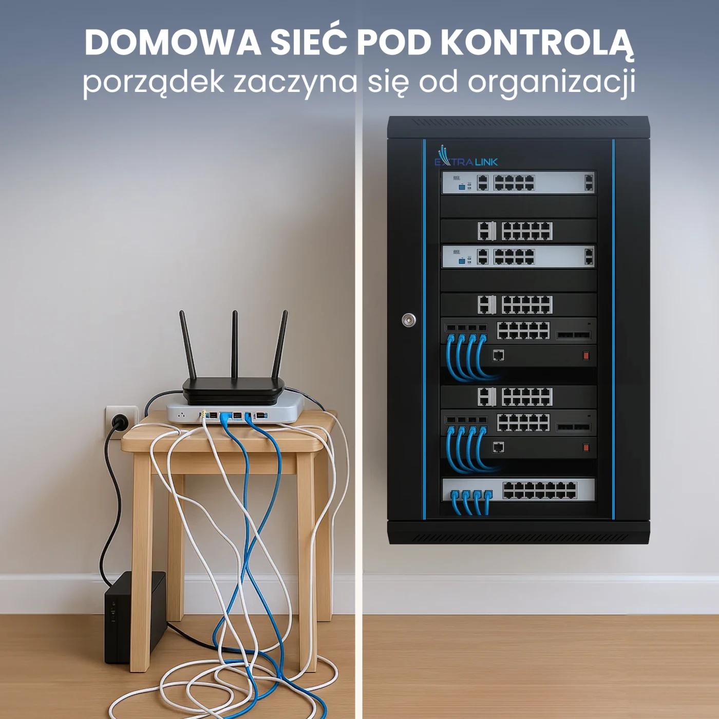Extralink 15U 600x450 Czarna | Szafa rack | montowana na ścianie