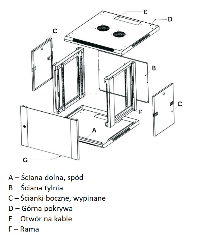 Extralink 15U 600x450 Czarna | Szafa rack | montowana na ścianie