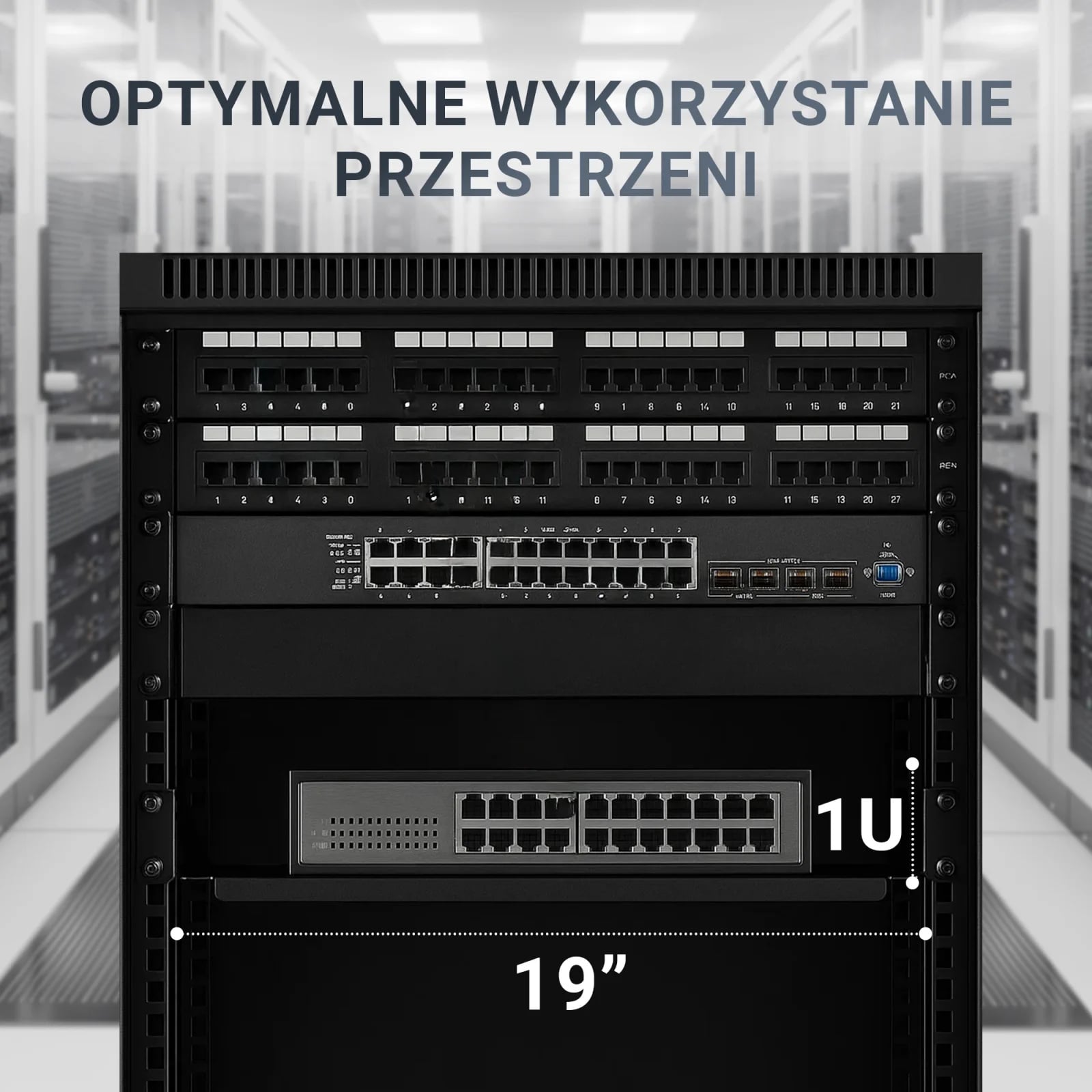 Extralink 1U 350mm Czarna | Półka | 19