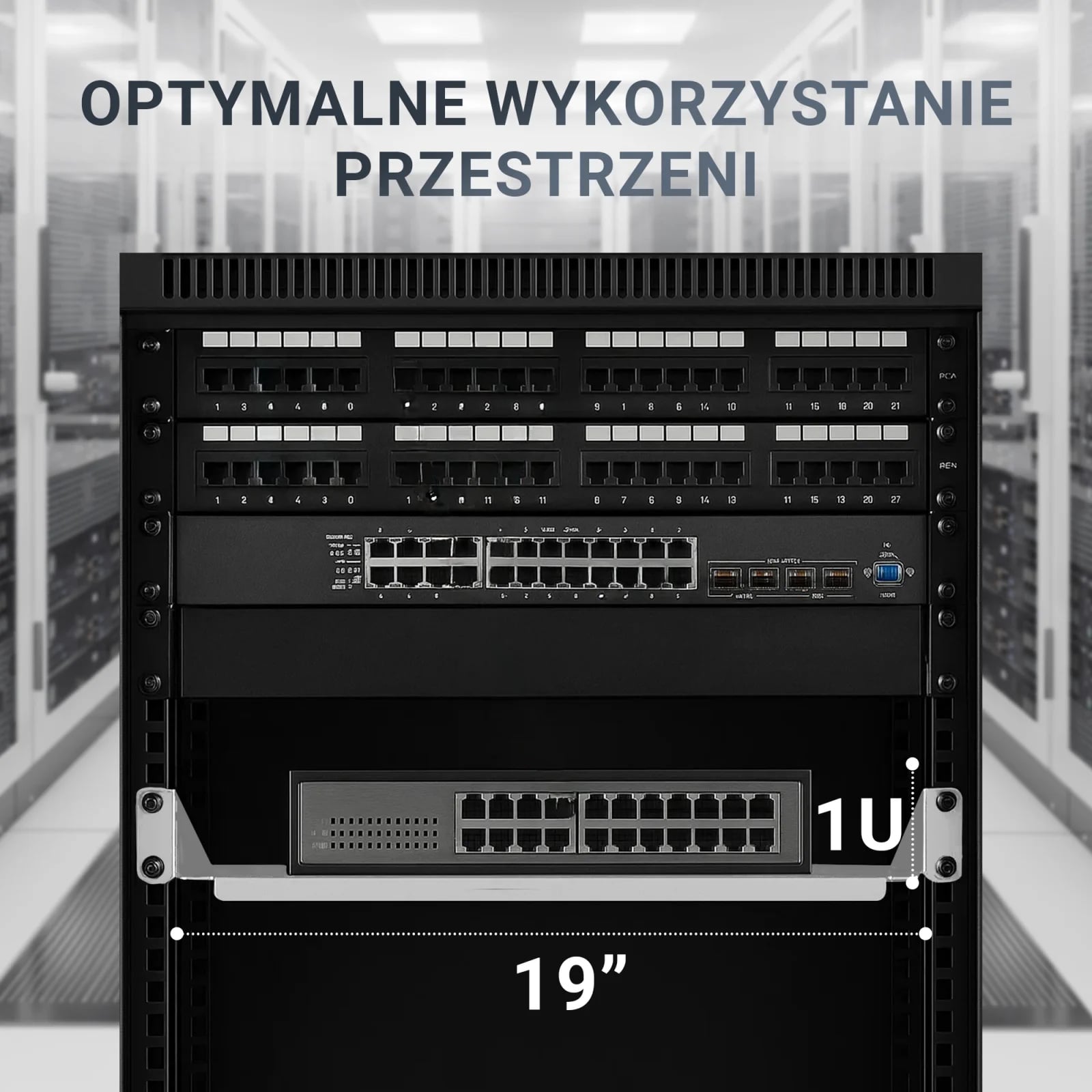 Extralink 1U 350 mm Szara | Półka | 19", do szaf wiszących