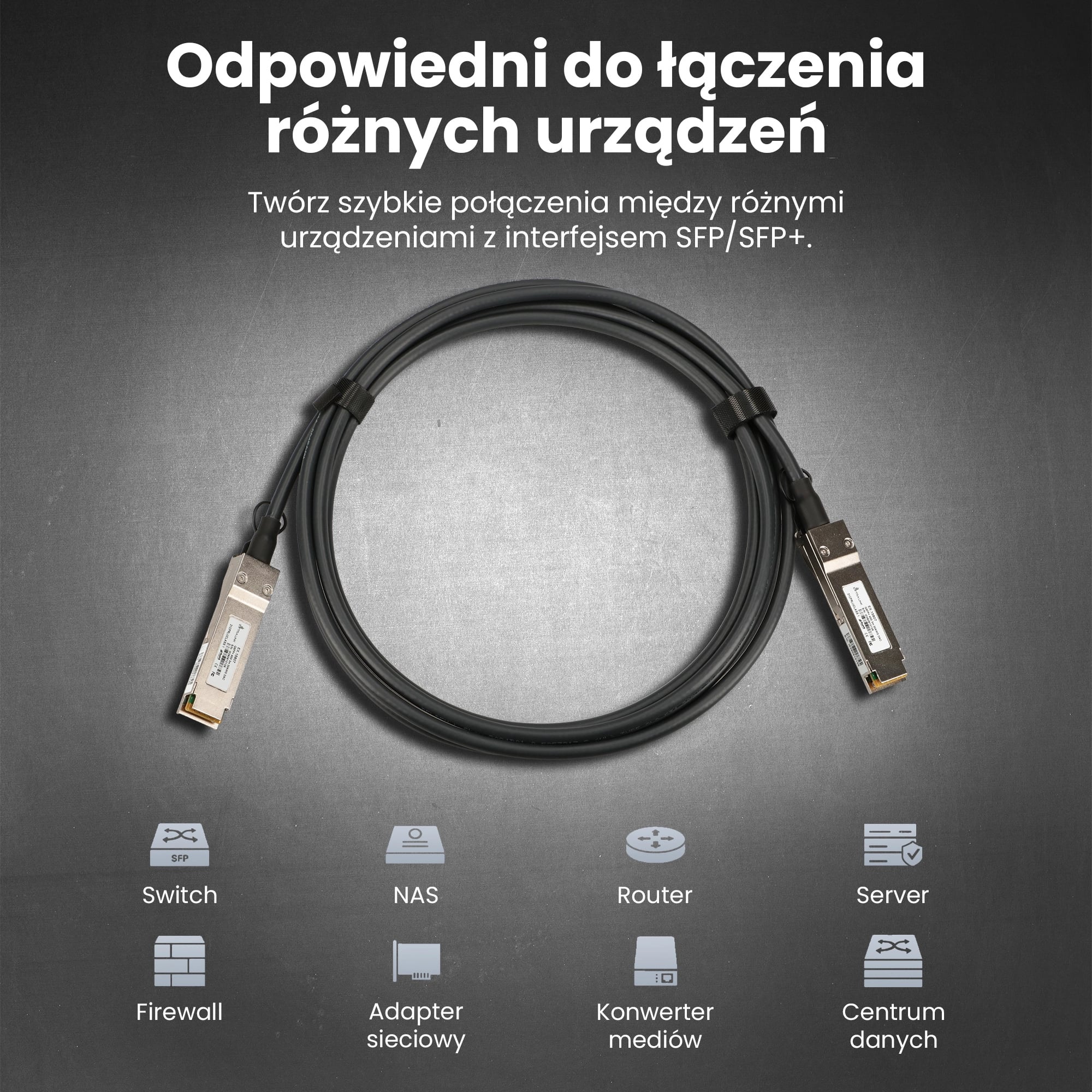 Extralink QSFP+ DAC | Kabel QSFP+ | DAC, 40Gbps, 3m, 30AWG