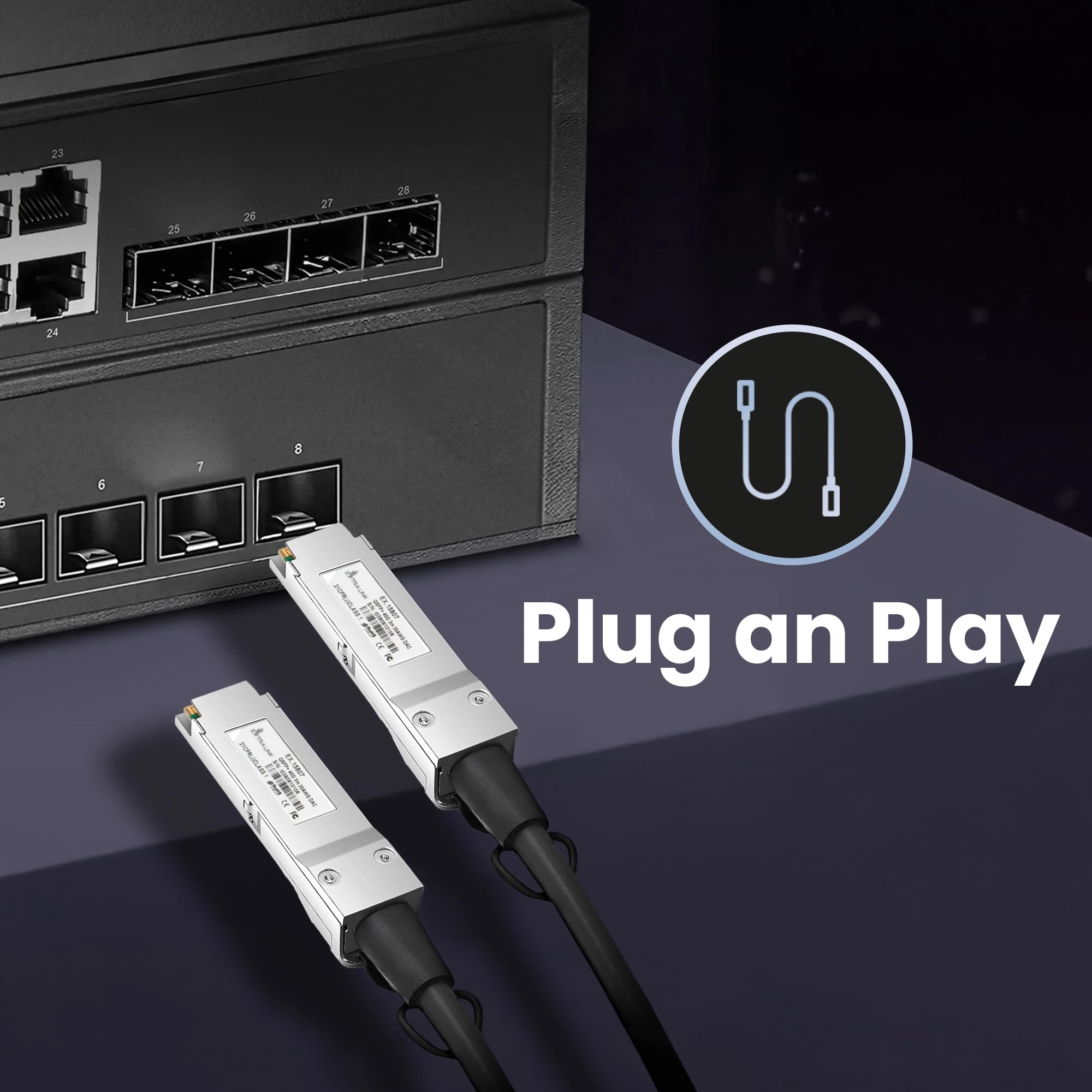 Extralink QSFP+ DAC | Kabel QSFP+ | DAC, 40Gbps, 3m, 30AWG