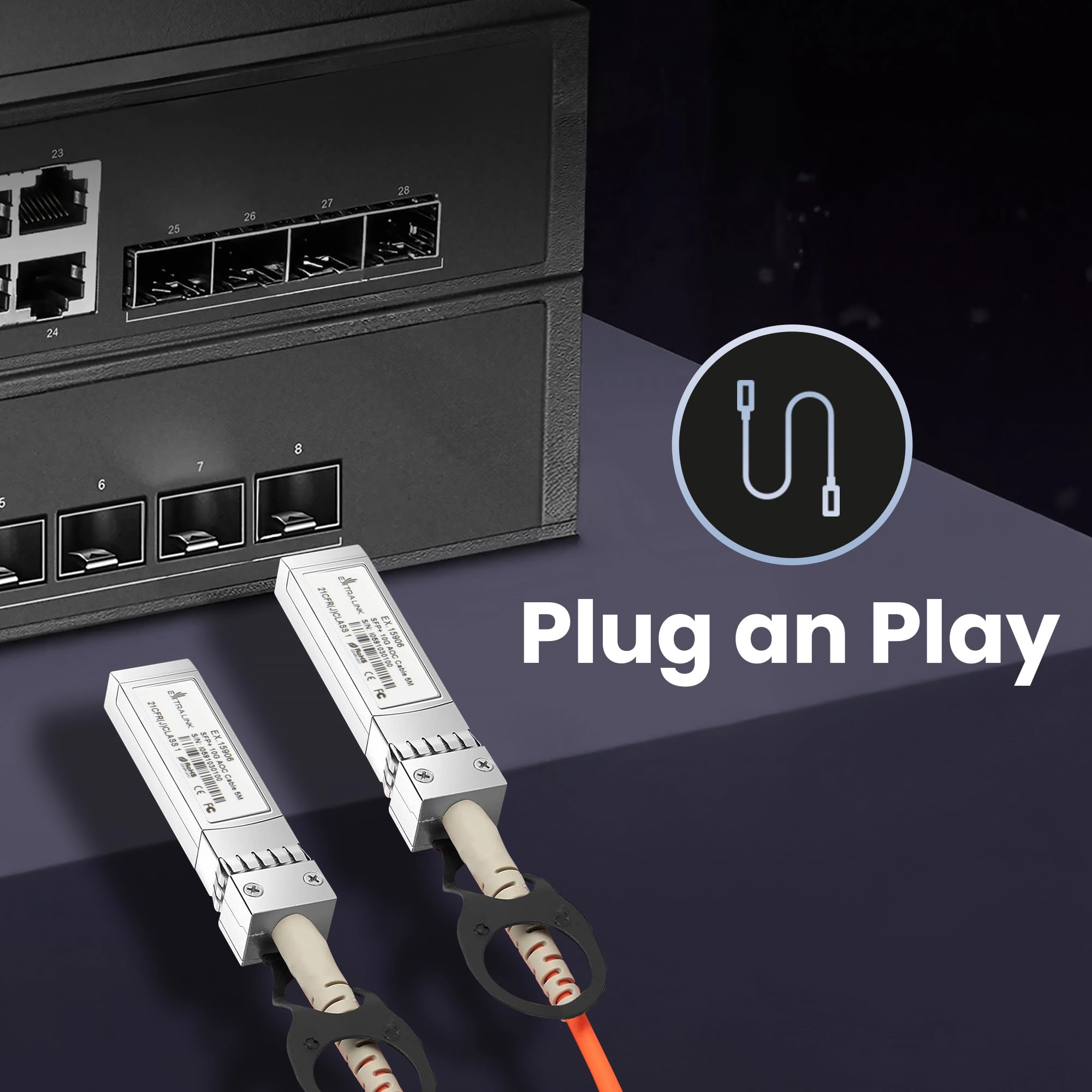 Extralink AOC SFP+ | Kabel SFP+ AOC | 10Gbps, 5m