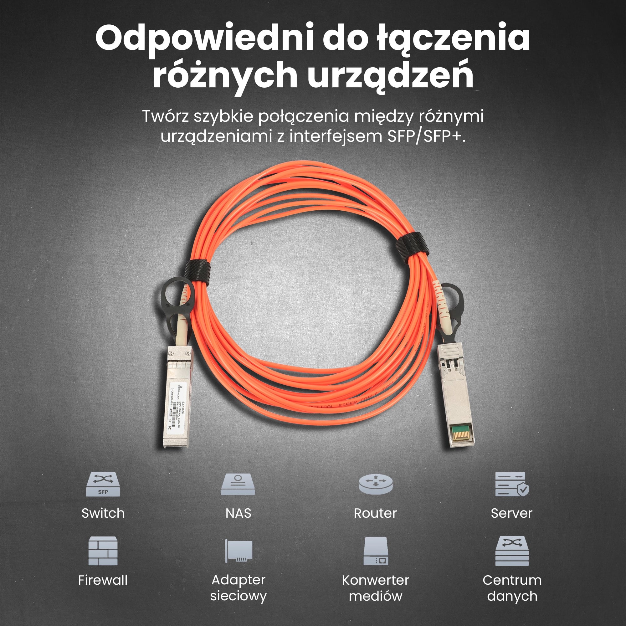 Extralink AOC SFP+ | Kabel SFP+ AOC | 10Gbps, 5m