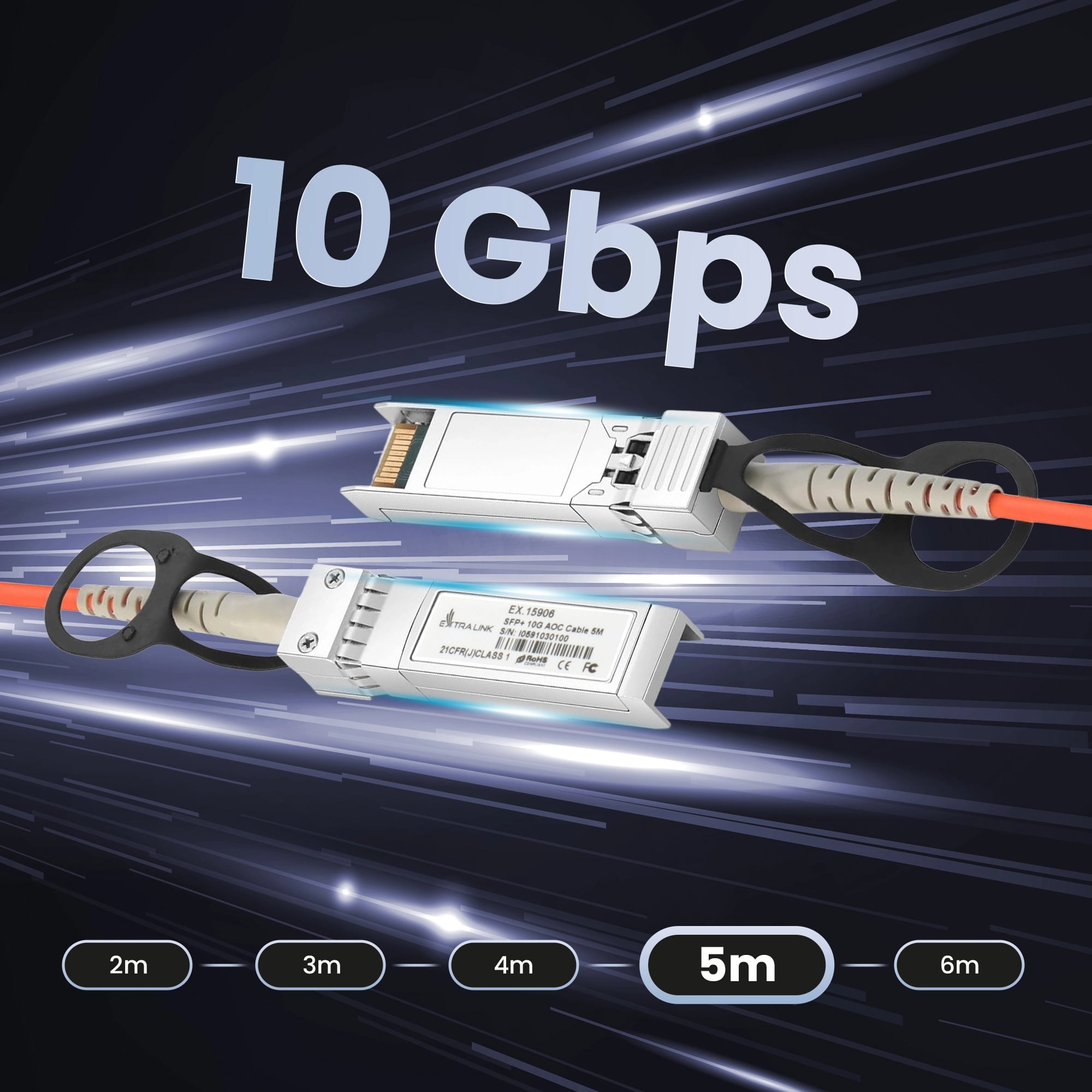 Extralink AOC SFP+ | Kabel SFP+ AOC | 10Gbps, 5m