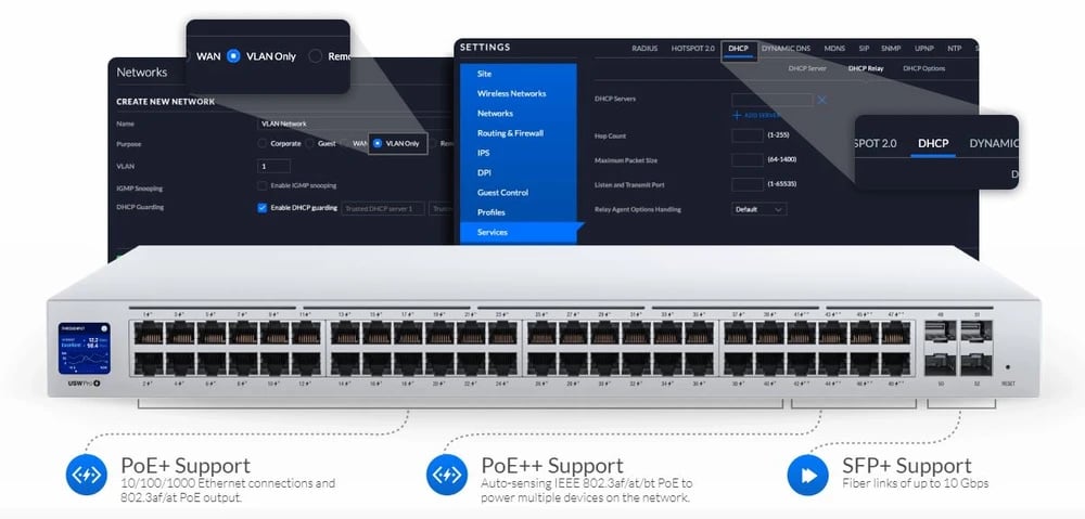 Ubiquiti USW-16-POE | Switch | UniFi, 16x RJ45 1000Mb/s, 8x PoE+, 2x SFP