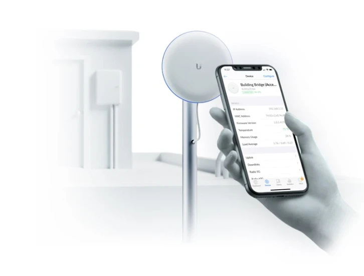 Ubiquiti UBB | Most bezprzewodowy | UniFi Building-to-Building, 60GHz, 5GHz, 1Gbps+, 1x RJ45 1000Mb/s