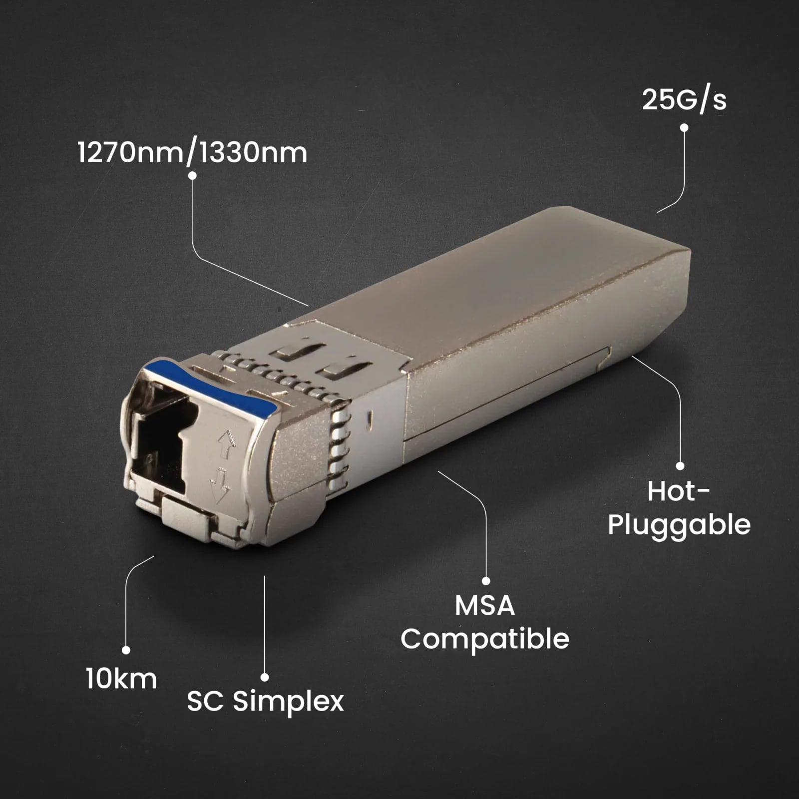 Extralink SFP28 25G | Moduł SFP28 WDM | 25Gbps 1270/1330nm, single mode, 10km, LC, DOM, para
