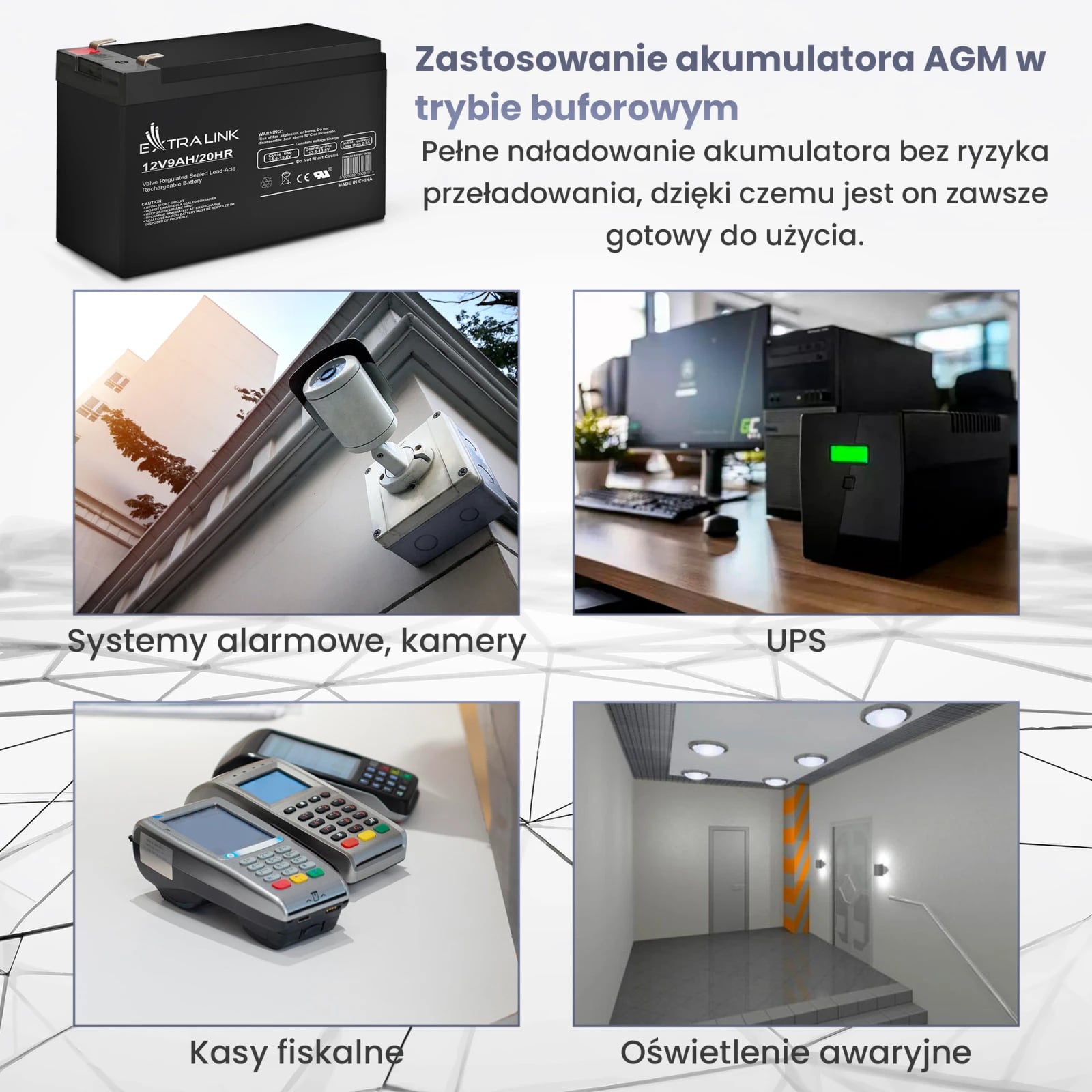 Extralink AGM 12V 9Ah | Akumulator | bezobsługowy