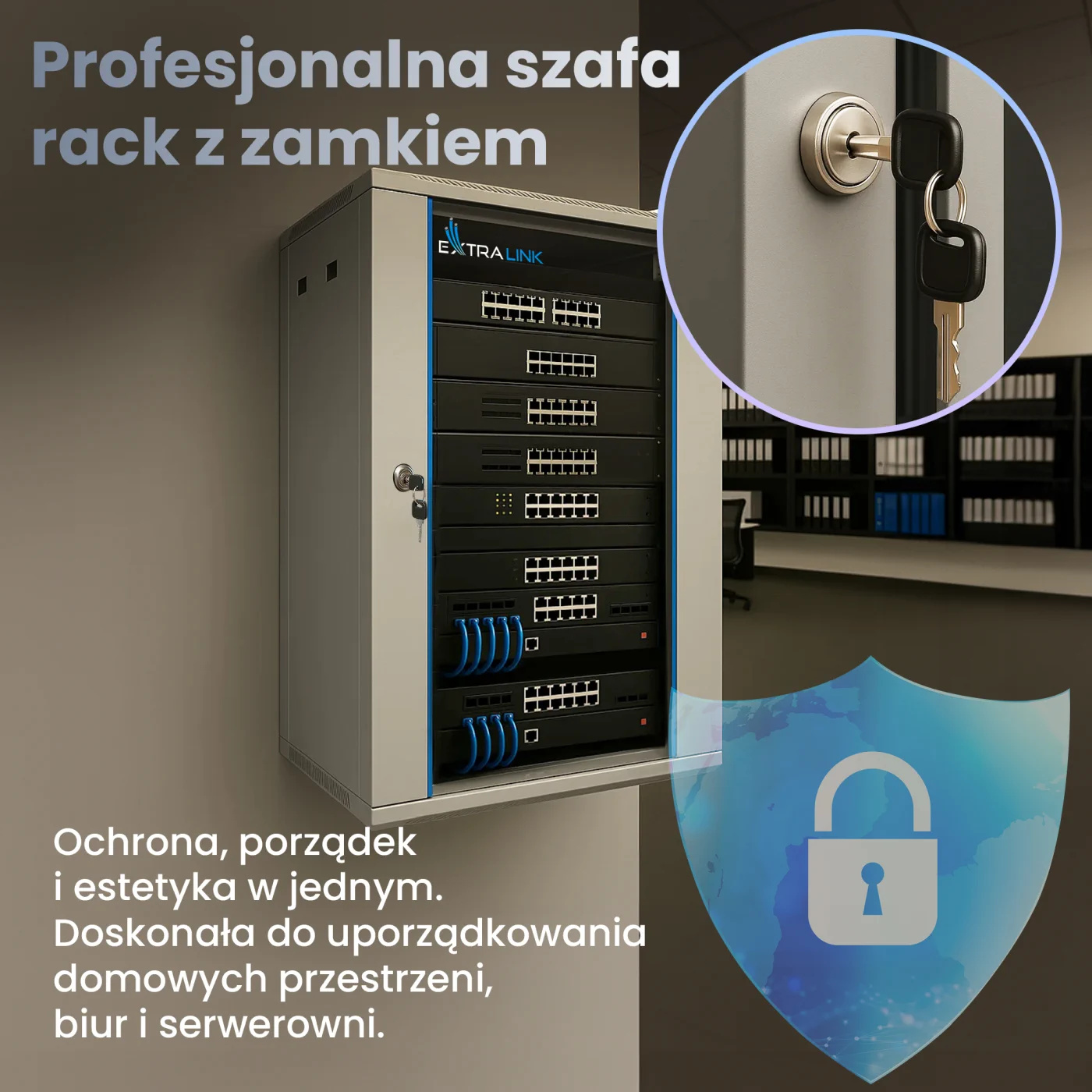 Extralink 18U 600x600 Szara | Szafa rack | montowana na ścianie