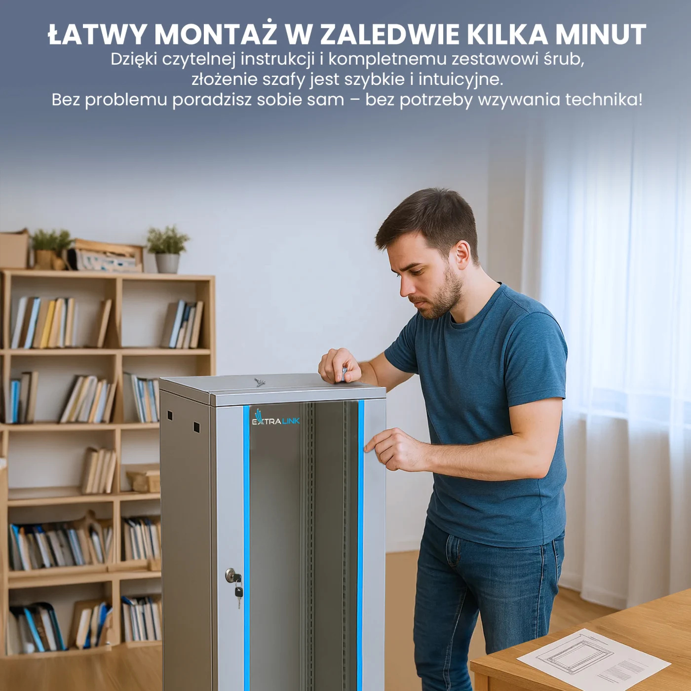 Extralink 18U 600x600 Szara | Szafa rack | montowana na ścianie