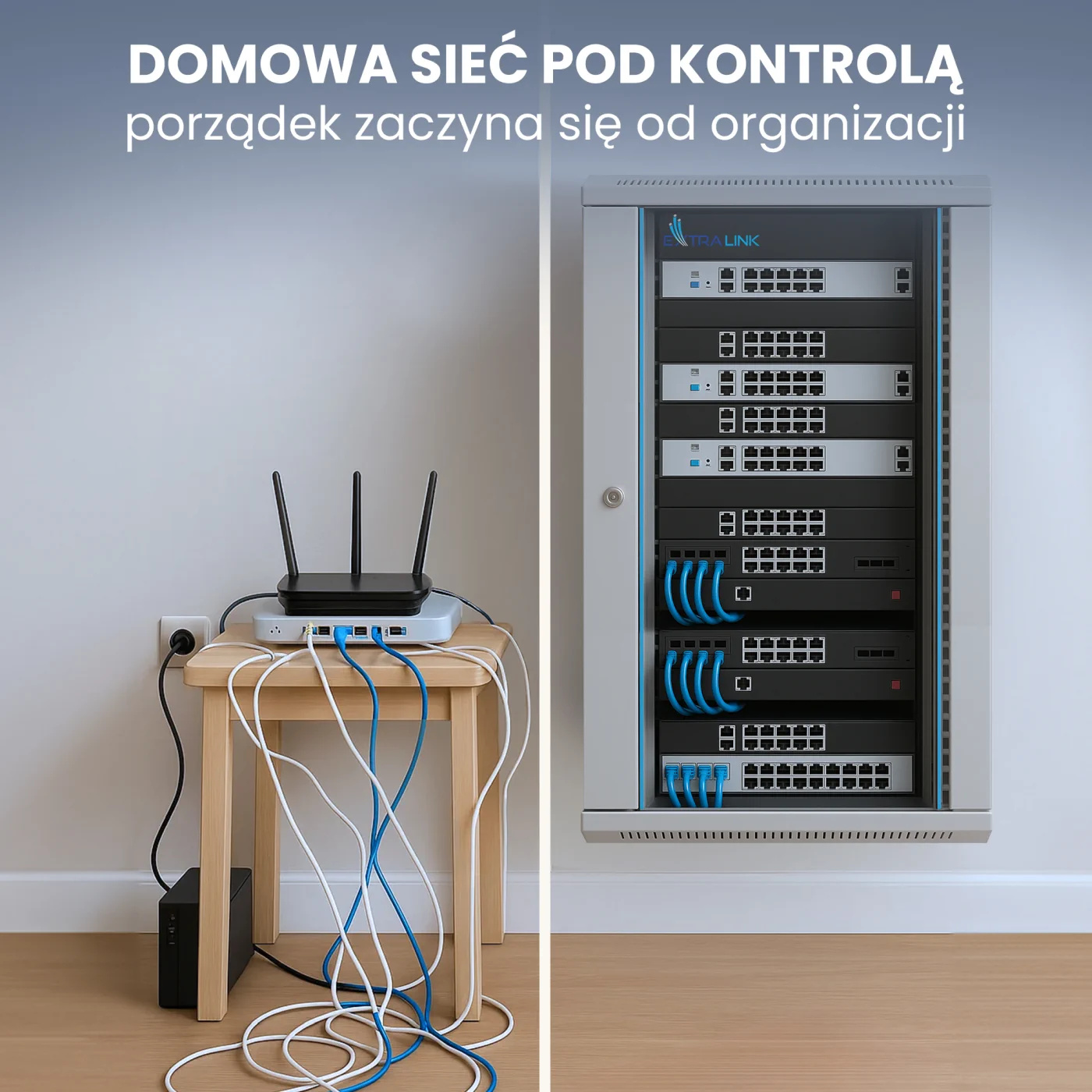 Extralink 18U 600x600 Szara | Szafa rack | montowana na ścianie