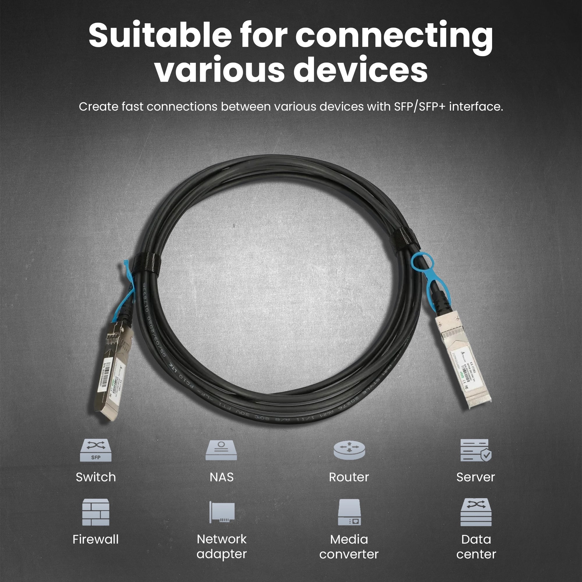 Extralink SFP28 DAC | Kabel SFP28 | DAC, 25Gbps, 3m