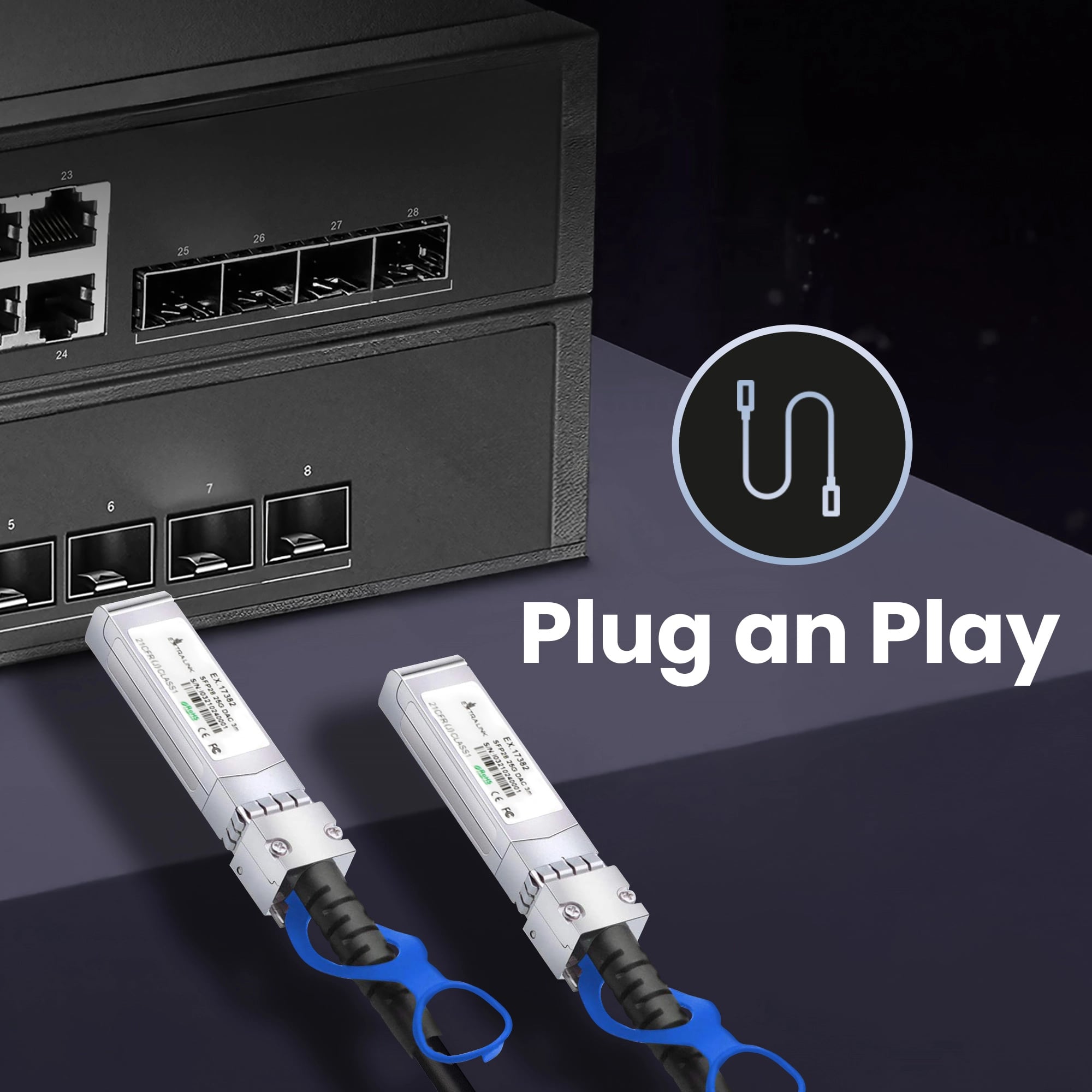 Extralink SFP28 DAC | Kabel SFP28 | DAC, 25Gbps, 3m