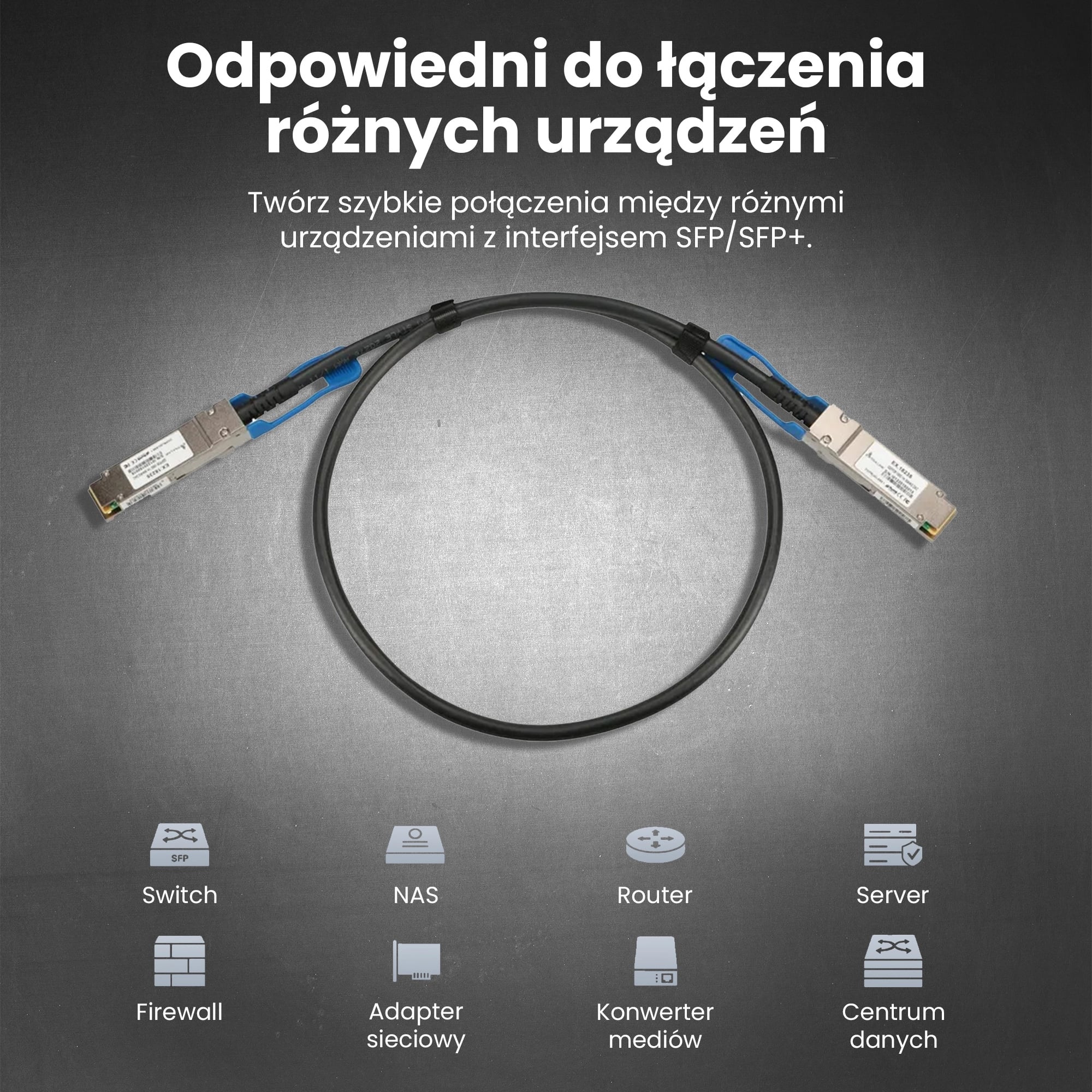 Extralink QSFP28 DAC | Kabel QSFP28 | DAC, 100G, 1m, 30AWG Passive