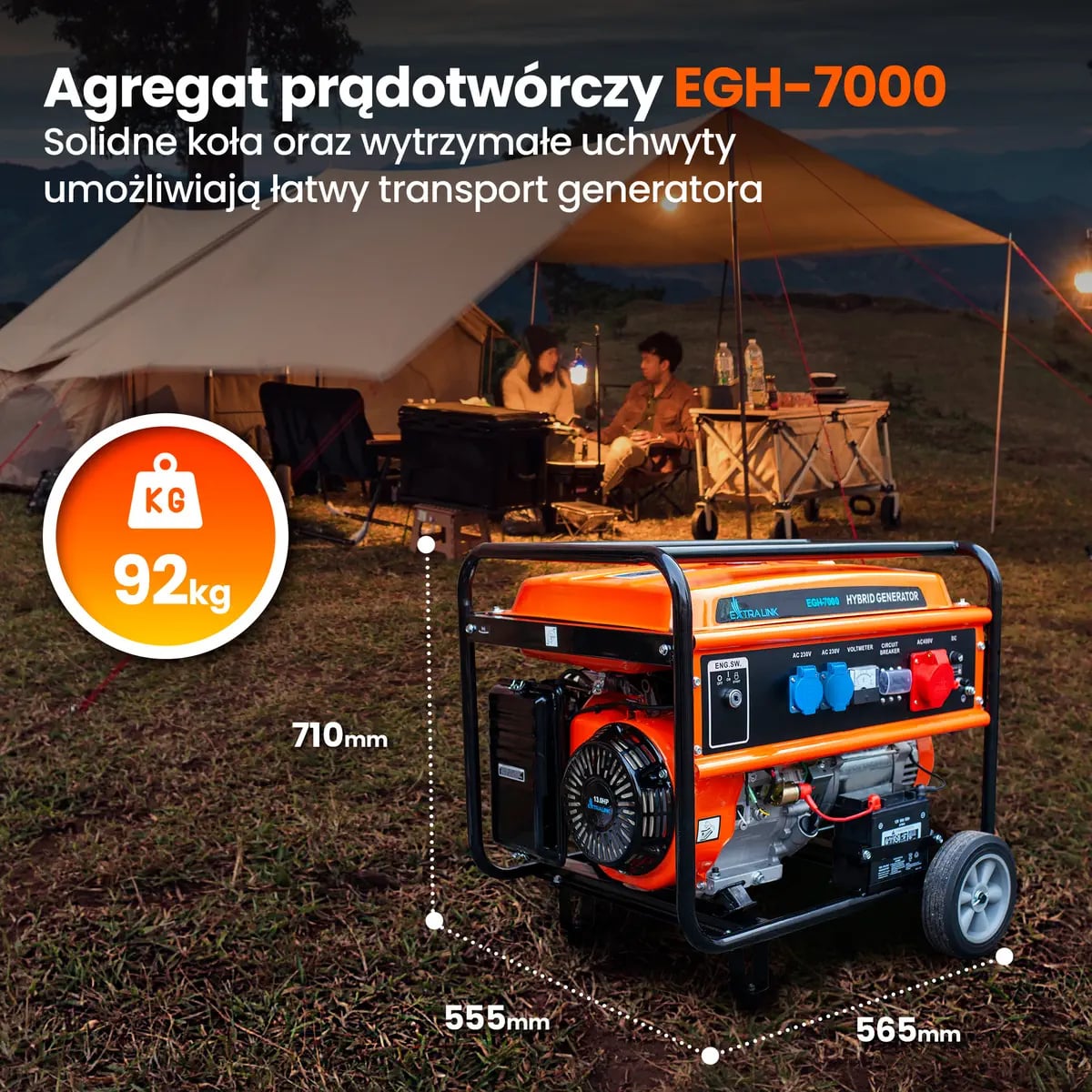 Extralink EGH-7000 | Agregat prądotwórczy | hybrydowy, 7kW